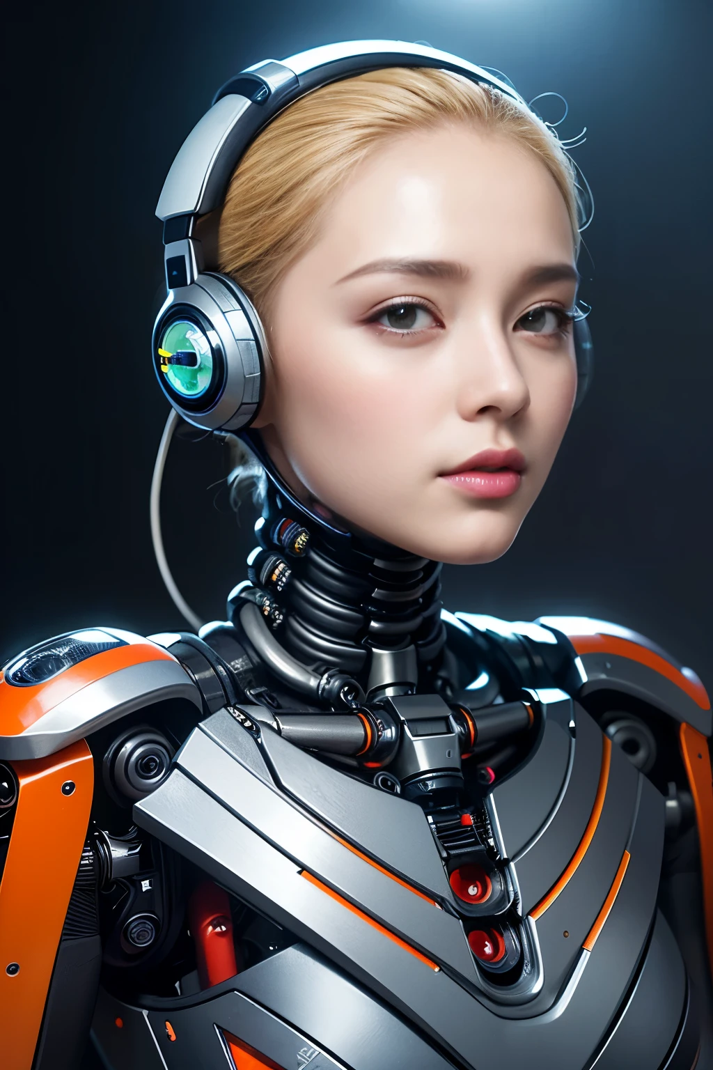 (Best Quality, Realistic:1.37, Ultra-detailed, Extremely detailed, Cybernetic organism:1.1), Beautiful drawing, Crawler robot with the head of a beautiful girl, Complex, bright colours, Professional, Sci-Fi, studio lighting, cinematic. 