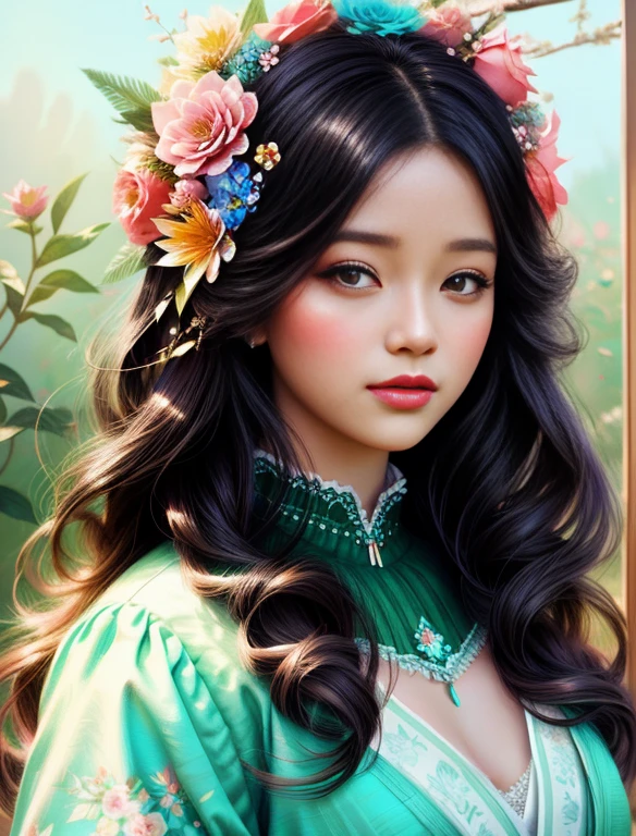 Flowers in the hair、Drawing of a woman with feathers in her hair, beautiful digital illustrations, beautiful digital works of art, Gorgeous Digital Painting, beautiful gorgeous digital art, beautiful digital painting, a beautiful artwork illustration, stunning digital illustration, beautiful art uhd 4 k, gorgeous digital art, Very beautiful digital art, inspired by WLOP, Beautiful digital art