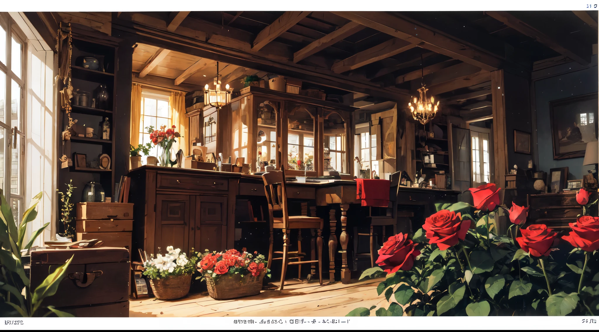 (((masterpiece))), ((best quality)), detailed, professional lighting, (((Ultra Detailed))),absurdres,(((incredibly absurdres))),red roses, galaxy, water