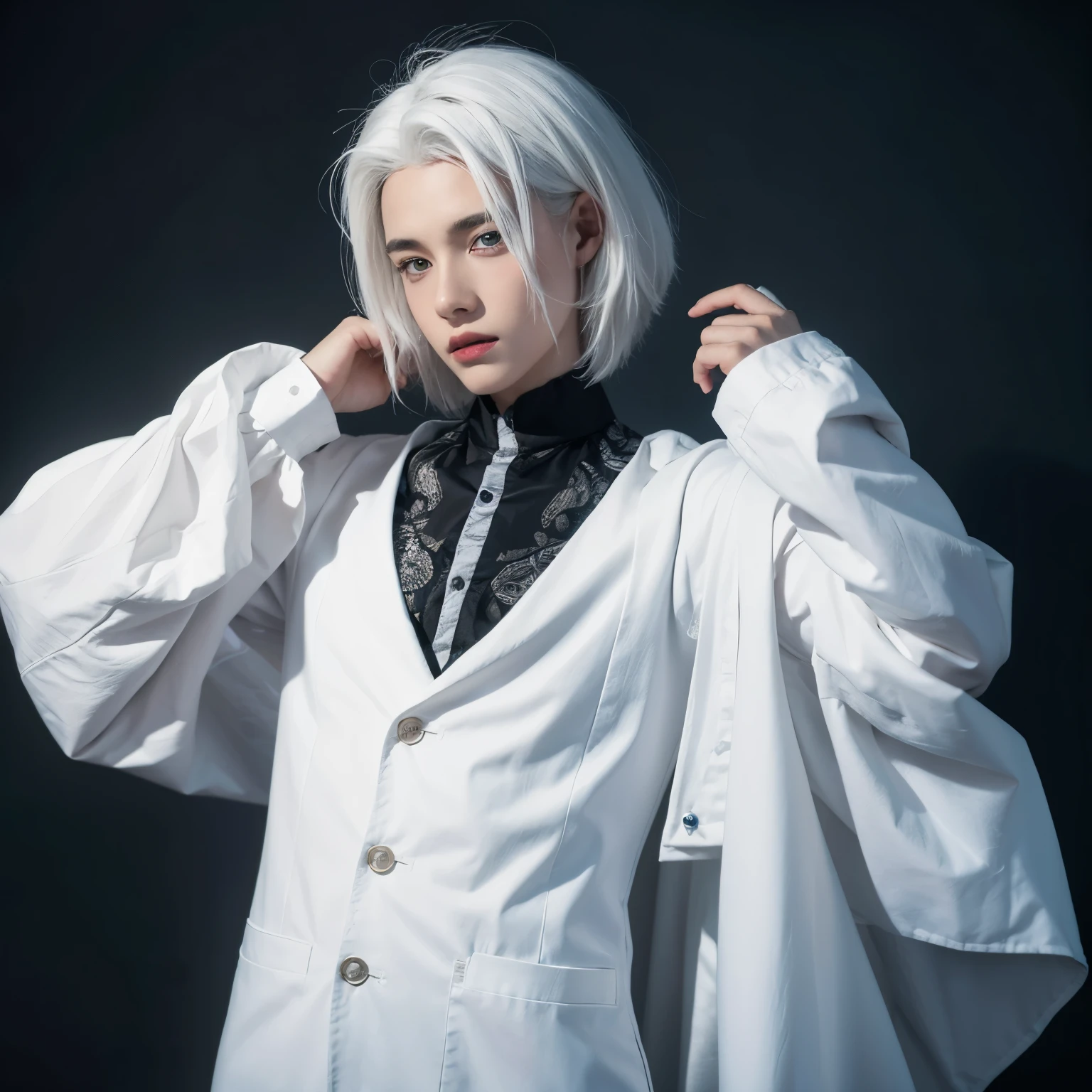 The boy with white hair