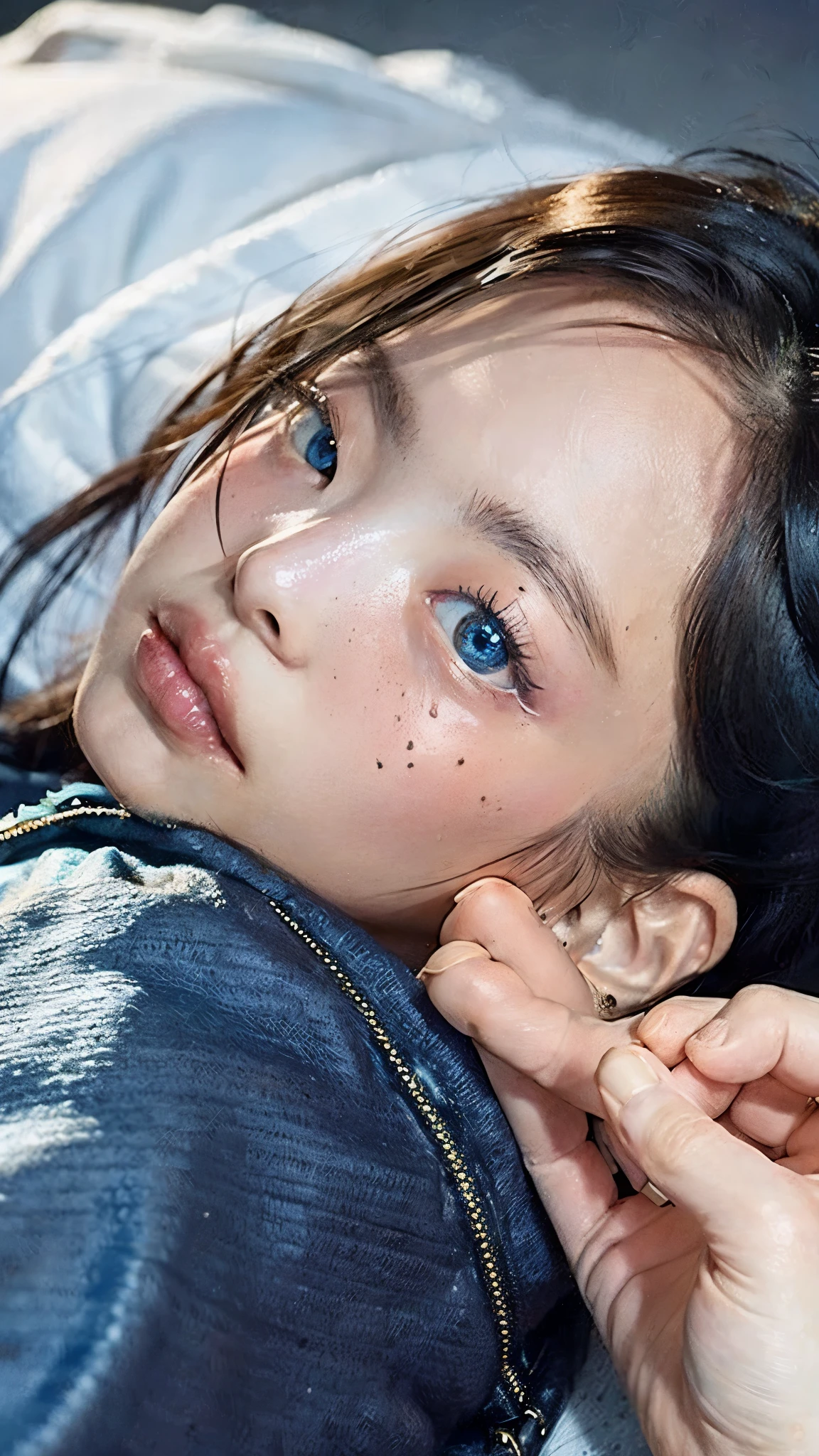 Blue eyes, very soft skin, level 1 freckles