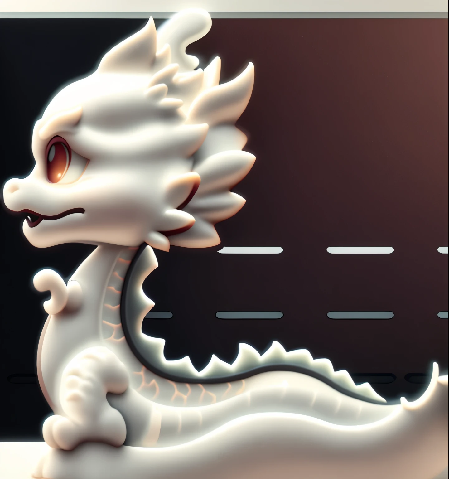 The side of the dragon with an angle. Transition. Natural colorless block. Uniform and clean color. Morandi color matching. Soft color. Cute character. Clay material. Blind box hand-made style. 3D modeling. C4D rendering. Ultra-clear rendering. A dragon. IP image of dragon. Side cartoon anime side view Cute face