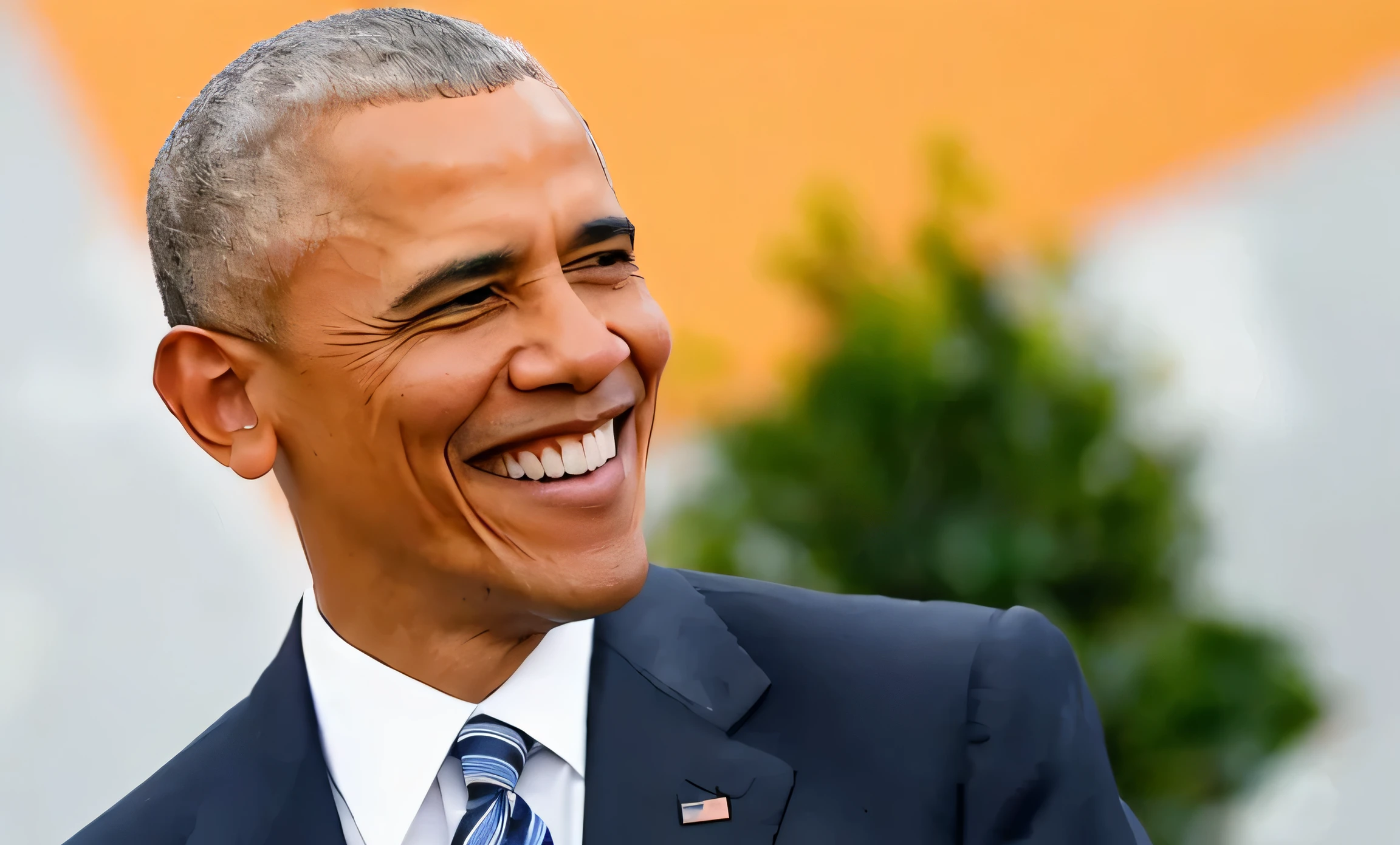 Barack Obama is smiling