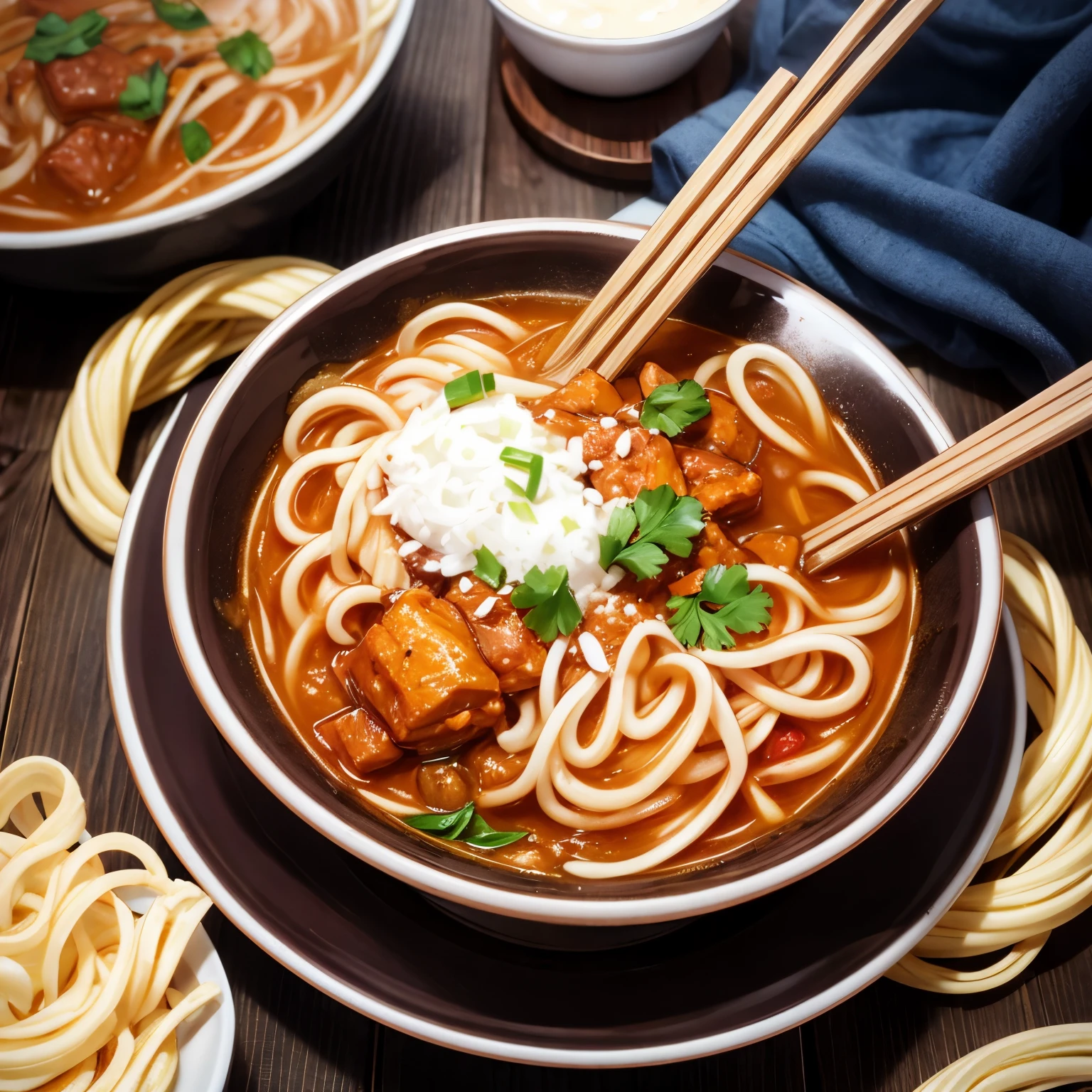 Curry udon noodles
