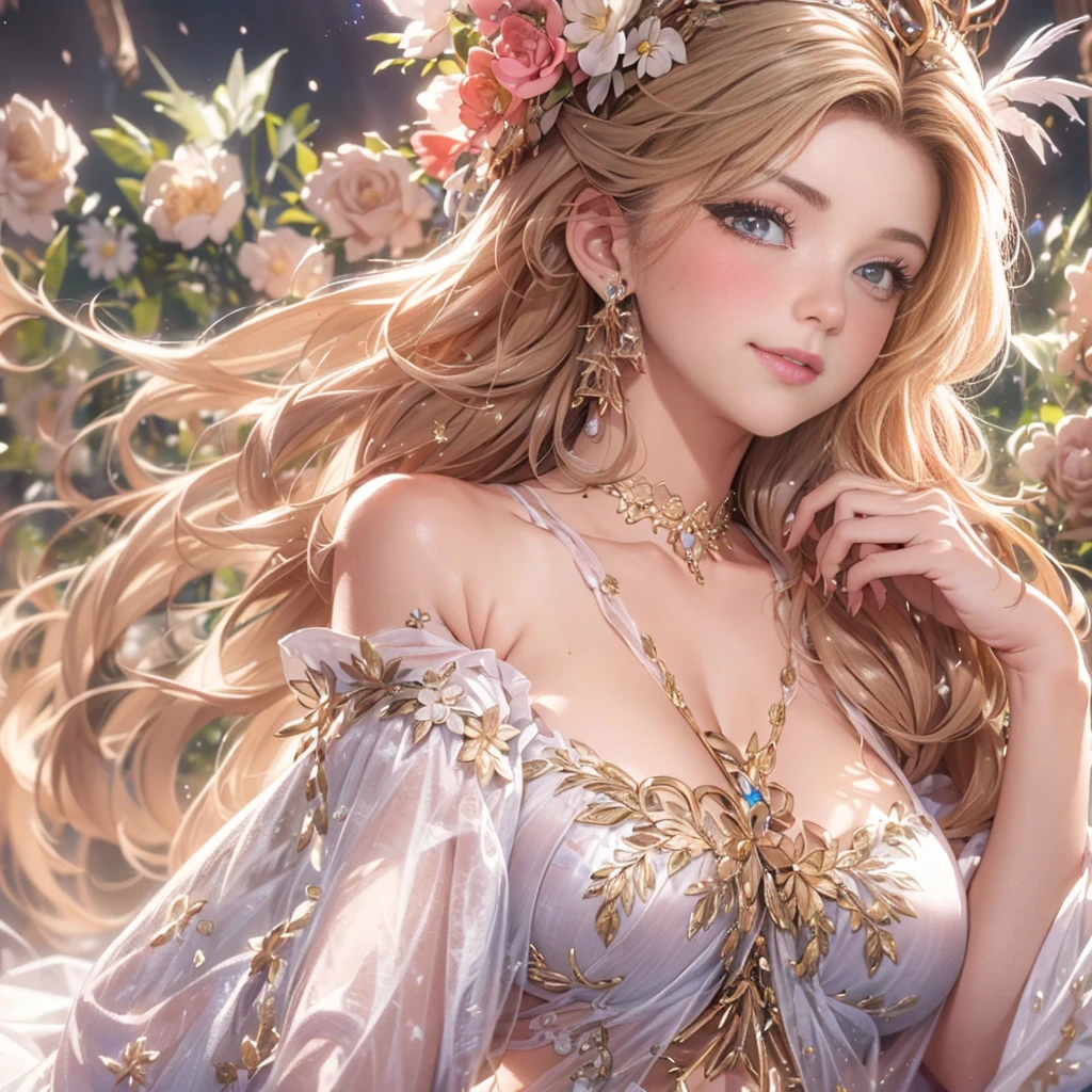 beautiful美しさ, 3D two-dimensional, rich, blonde, skirt, stockings, high heels, poison、star、star、(Highly detailed CG Unity 8K wallpaper),(masterpiece), (最high quality), (Super detailed), (best illustrations),(best shadow), (sharp eyeliner, eye shadow, fine eye:1.1), (超High resolution,realistic,最high quality,realistic),(8K,RAW photo,最high quality,マstarプル),mature woman、sensual curves、huge breasts、thighs、bubble、お尻のmasterpiece, 最high quality, Super detailed, full body shot, mature woman, beautiful mature woman, nightgown and underwear, enchanting smile, thick lips, Chubby lips, blush, looking at the viewer, provocative expression, beautiful髪型, cleavage, Plump、curvy hips、attractive face、sexy lingerie、an inviting gaze、Expression of emotions、Lewd underwear、(((erotic see-through lingerie set)))、Standing position、gorgeous accessories 、big breastsの女性, bare shoulders, golden hair, colored feather, metal ornaments, colored flowers, particle, light, (masterpiece, 最high quality, 最high quality, official art, beautiful and aesthetic:1.2), (1 girl:1.3), very detailed,(fractal art:1.1),(colorful:1.1)、(flowers:1.3),most detailed,(zentangle:1.2), (dynamic pose), (abstract background:1.3), (shiny skin), (lots of colors :1.4), ,(earrings:1.4), (feather:1.4),masterpiece, 最high quality, Super detailed, 30~40 years, full body shot, beautiful 、various hairstyles，gold headband，plump breasts，beautiful butt，greek clothing，Tulle covers the breasts，perfectly proportioned, detailed clothing details,marble，god statue，cinematic lighting, film grain, 8K, masterpiece, Super detailed, high detail, high quality, High resolution,(((NSFW:1.2)))、exposed chest、Openwork decoration，(((see through dress)))、(((解剖学的に正しいbody))) , 最high quality, Super detailed, (((Lewd underwear)))、raise your butt, from below, (((R-18)))、Hakari、thighs, big breasts, Are standing, cowboy shot, blush, (((1 girl))), (masterpiece:1.3), (High resolution), (8K), (very detailed), perfect face, Nice eye and face, (((最high quality))), (Super detailed), detailed face and eye, (alone), High resolution、beautifuleye,(((sexy pose)))、(((整ったbig breasts)))、((beautiful eye))、luxury、(((超High resolution)))、(((detailed description)))、(((ぽっちゃりbody型)))、(((解剖学的構造に一致したbodyの部位)))、beautiful長いまつ毛、バランスのとれたbody型、２book arm、2 feet、Just the right size for your legs and arms、Fishnet tights、glamorous、(((Clear white and black eye)))、lipstick、Sparkling、(Undistorted face, eye, body)、jewelry、gem、(長くカールしたbeautifulまつ毛)、(((バランス良いbeautiful胸)))、(transparent, Exquisite skin:1.2)、(((完璧なglamorousボディー)))、actress face、Super beautiful、Cute smile、Healing beauty
