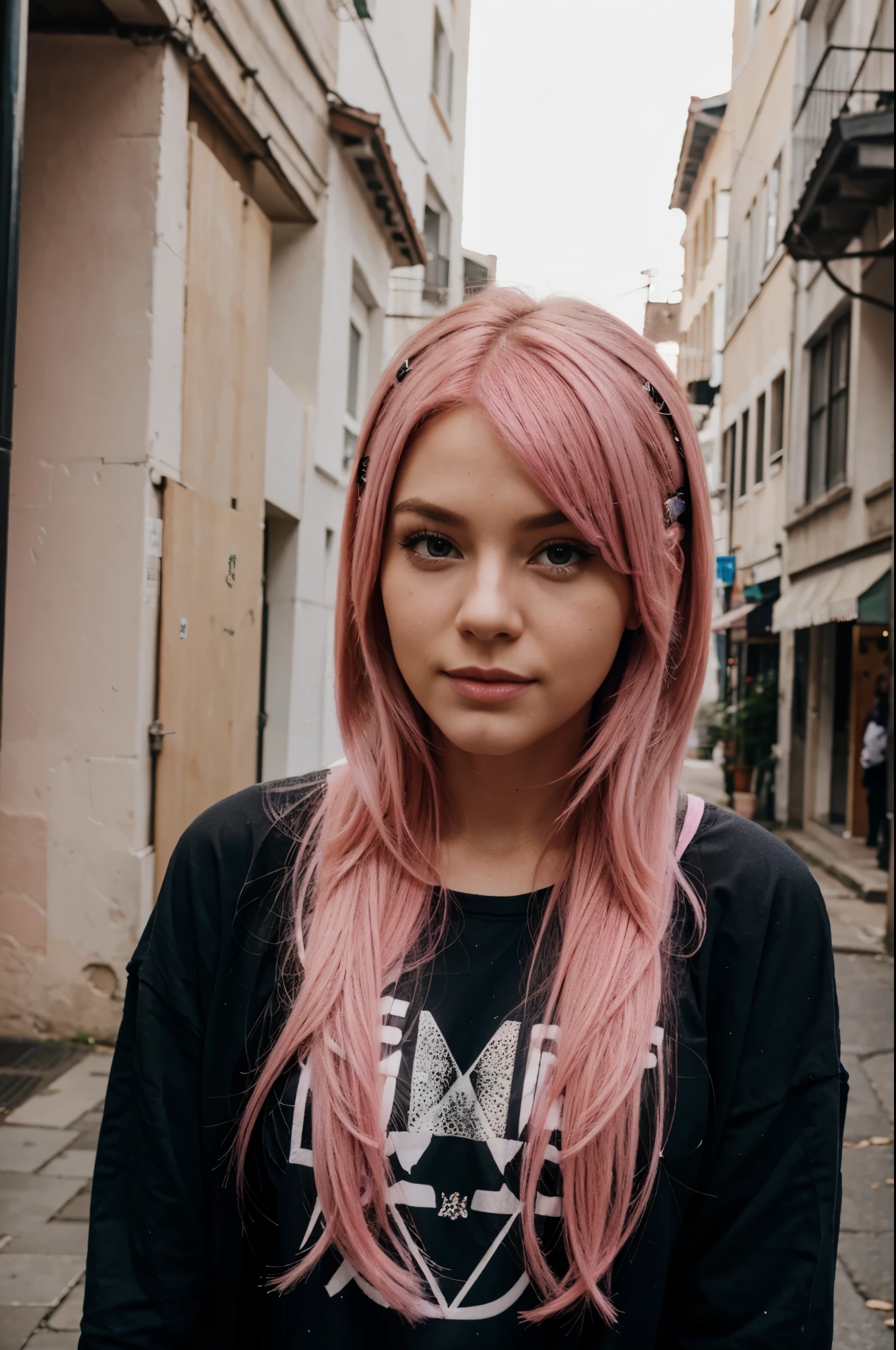 pink hair beautiful girl