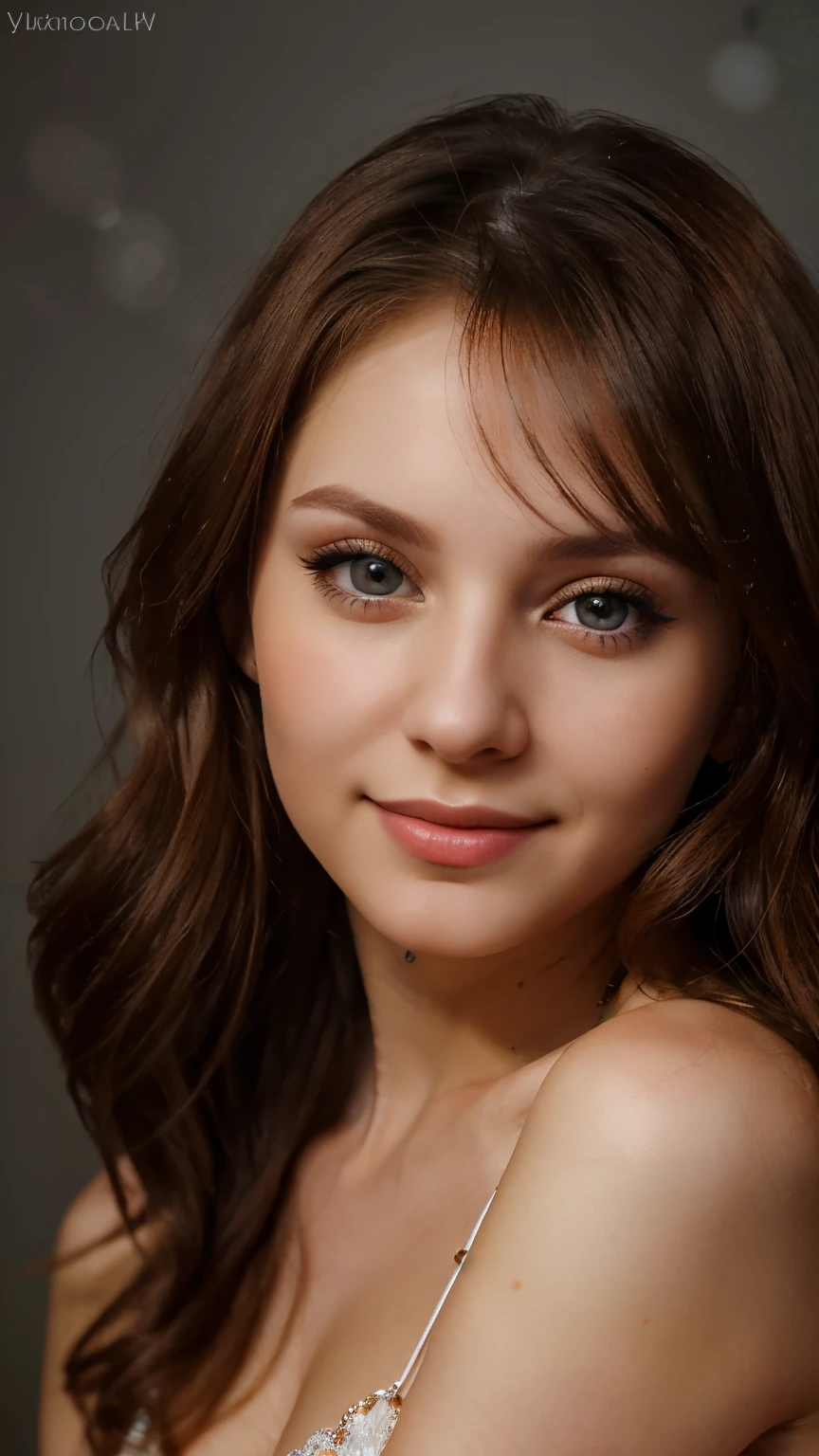 close up portrait of a beautiful cute ukranian skinny 29 years old russian woman, seductive eyes, smiling , studio lighting. you wanna merry her
