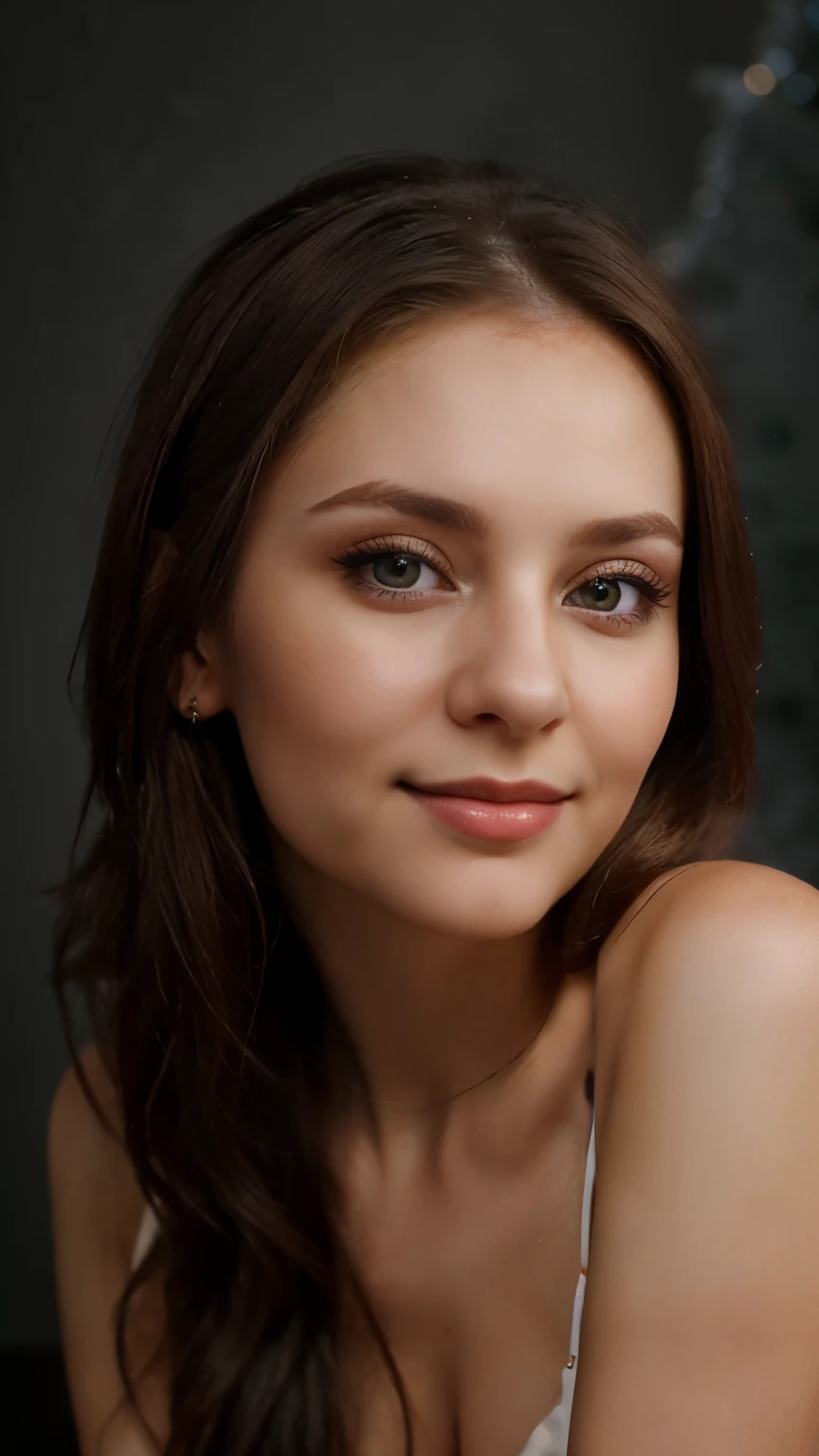 close up portrait of a beautiful cute ukranian  skinny 29 years old russian woman, seductive eyes,  smiling , studio lighting. you wanna merry her