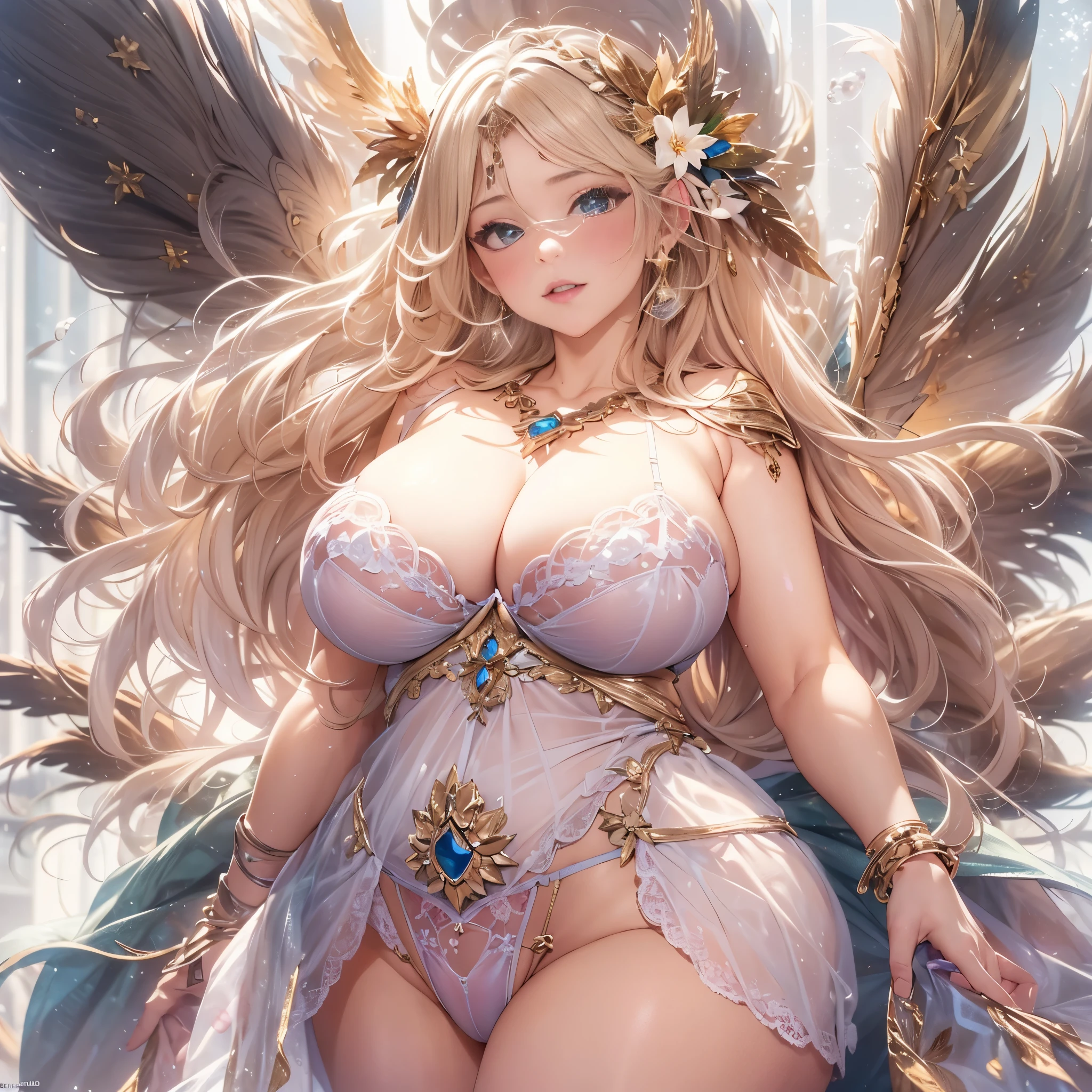 beautiful美しさ, 3D two-dimensional, rich, blonde, skirt, stockings, high heels, poison、star、star、(Highly detailed CG Unity 8K wallpaper),(masterpiece), (最high quality), (Super detailed), (best illustrations),(best shadow), (sharp eyeliner, eye shadow, fine eye:1.1), (超High resolution,realistic,最high quality,realistic),(8K,RAW photo,最high quality,マstarプル),mature woman、sensual curves、huge breasts、thighs、bubble、お尻のmasterpiece, 最high quality, Super detailed, full body shot, mature woman, beautiful mature woman, nightgown and underwear, enchanting smile, thick lips, Chubby lips, blush, looking at the viewer, provocative expression, beautiful髪型, cleavage, Plump、curvy hips、attractive face、sexy lingerie、an inviting gaze、Expression of emotions、Lewd underwear、(((erotic see-through lingerie set)))、Standing position、gorgeous accessories 、big breastsの女性, bare shoulders, golden hair, colored feather, metal ornaments, colored flowers, particle, light, (masterpiece, 最high quality, 最high quality, official art, beautiful and aesthetic:1.2), (1 girl:1.3), very detailed,(fractal art:1.1),(colorful:1.1)、(flowers:1.3),most detailed,(zentangle:1.2), (dynamic pose), (abstract background:1.3), (shiny skin), (lots of colors :1.4), ,(earrings:1.4), (feather:1.4),masterpiece, 最high quality, Super detailed, 30~40 years, full body shot, beautiful 、various hairstyles,gold headband,plump breasts,beautiful butt,greek clothing,Tulle covers the breasts,perfectly proportioned, detailed clothing details,marble,god statue,cinematic lighting, film grain, 8K, masterpiece, Super detailed, high detail, high quality, High resolution,(((NSFW:1.2)))、exposed chest、Openwork decoration,(((see through dress)))、(((解剖学的に正しいbody))) , 最high quality, Super detailed, (((Lewd underwear)))、raise your butt, from below, (((R-18)))、Hakari、thighs, big breasts, Are standing, cowboy shot, blush, (((1 girl))), (masterpiece:1.3), (High resolution), (8K), (very detailed), perfect face, Nice eye and face, (((最high quality))), (Super detailed), detailed face and eye, (alone), High resolution、beautifuleye,(((sexy pose)))、(((整ったbig breasts)))、((beautiful eye))、luxury、(((超High resolution)))、(((detailed description)))、(((ぽっちゃりbody型)))、(((解剖学的構造に一致したbodyの部位)))、beautiful長いまつ毛、バランスのとれたbody型,2 feet、Just the right size for your legs and arms、Fishnet tights、glamorous、(((Clear white and black eye)))、lipstick、Sparkling、(Undistorted face, eye, body)、jewelry、gem、(長くカールしたbeautifulまつ毛)、(((バランス良いbeautiful胸)))、(transparent, Exquisite skin:1.2)、(((完璧なglamorousボディー)))、actress face、Super beautiful、Cute smile、Healing beauty
