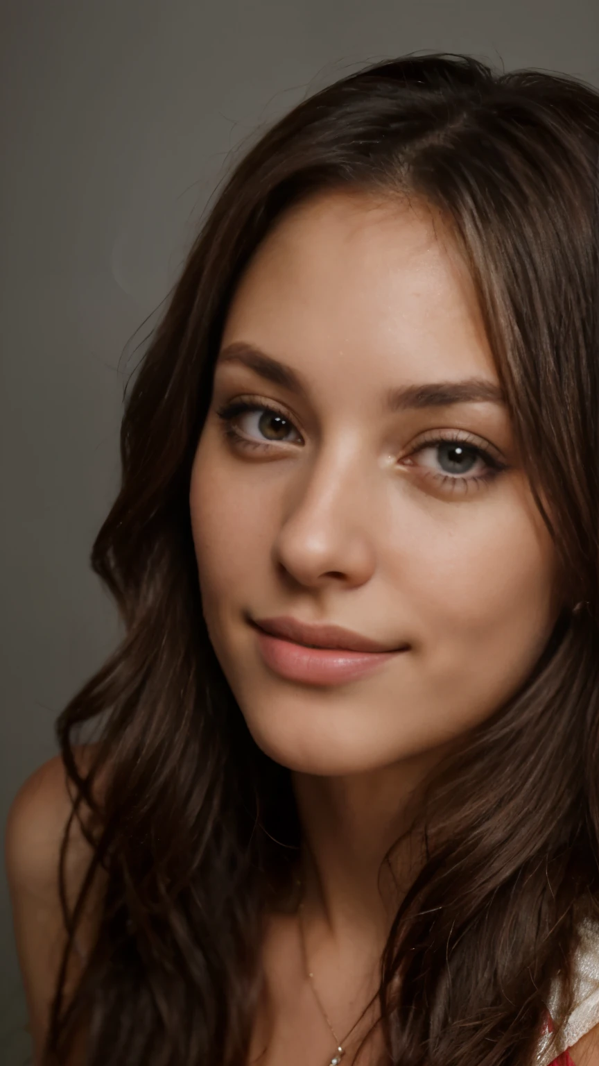 close up portrait of a beautiful cute skinny 29 years old swedish spanish woman, seductive eyes, smiling , studio lighting. you wanna merry her