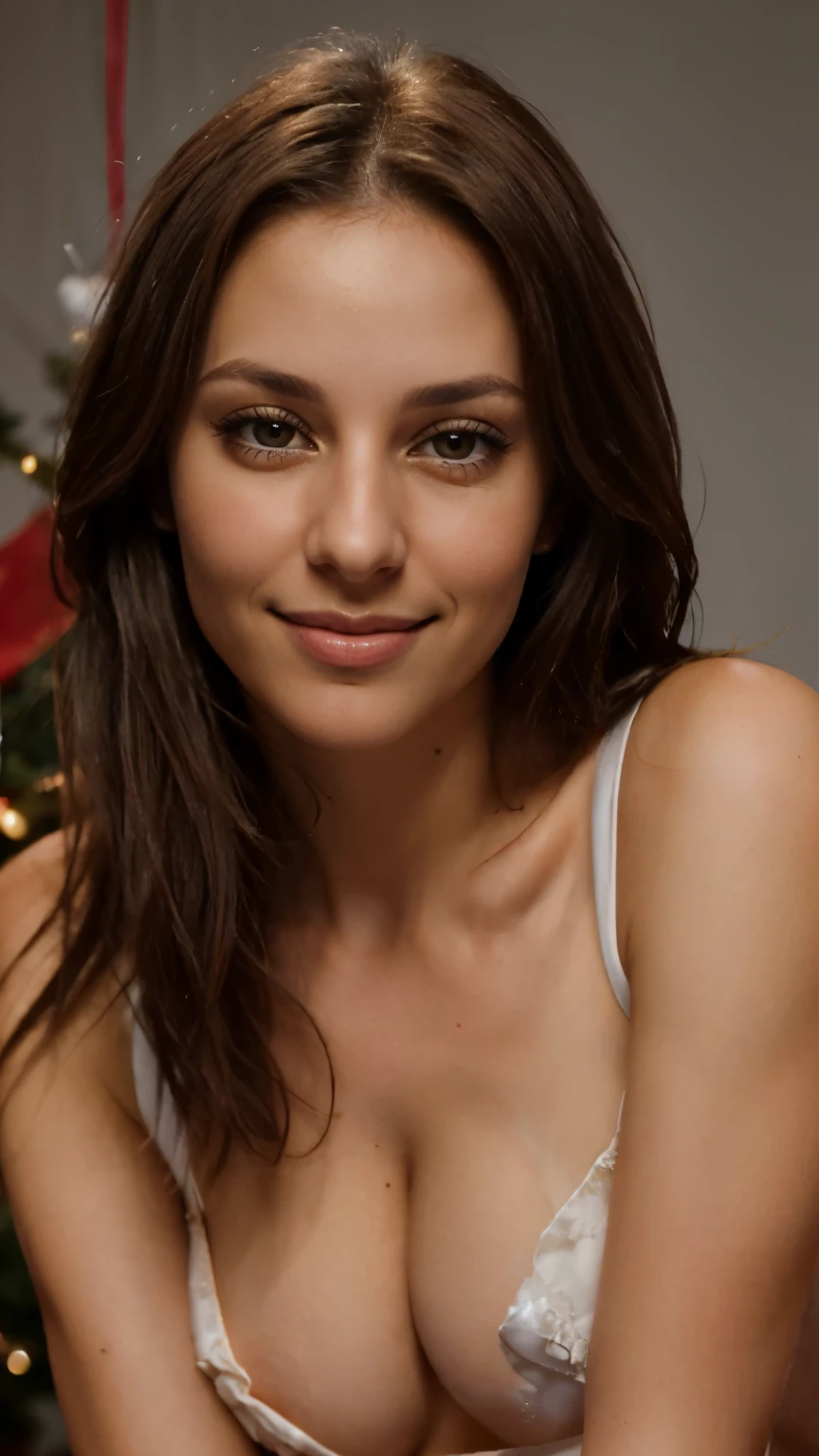close up portrait of a charismatic cute skinny 29 years old swedish spanish woman, seductive eyes, smiling , studio lighting. you wanna merry her