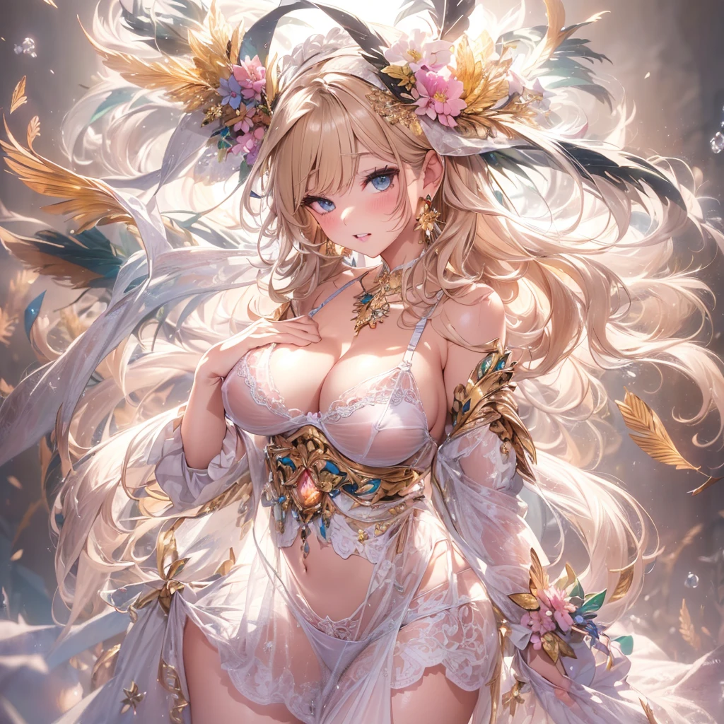beautiful美しさ, 3D two-dimensional, rich, blonde, skirt, stockings, high heels, poison、star、star、(Highly detailed CG Unity 8K wallpaper),(masterpiece), (最high quality), (Super detailed), (best illustrations),(best shadow), (sharp eyeliner, eye shadow, fine eye:1.1), (超High resolution,realistic,最high quality,realistic),(8K,RAW photo,最high quality,マstarプル),mature woman、sensual curves、huge breasts、thighs、bubble、お尻のmasterpiece, 最high quality, Super detailed, full body shot, mature woman, beautiful mature woman, nightgown and underwear, enchanting smile, thick lips, Chubby lips, blush, looking at the viewer, provocative expression, beautiful髪型, cleavage, Plump、curvy hips、attractive face、sexy lingerie、an inviting gaze、Expression of emotions、Lewd underwear、(((erotic see-through lingerie set)))、Standing position、gorgeous accessories 、big breastsの女性, bare shoulders, golden hair, colored feather, metal ornaments, colored flowers, particle, light, (masterpiece, 最high quality, 最high quality, official art, beautiful and aesthetic:1.2), (1 girl:1.3), very detailed,(fractal art:1.1),(colorful:1.1)、(flowers:1.3),most detailed,(zentangle:1.2), (dynamic pose), (abstract background:1.3), (shiny skin), (lots of colors :1.4), ,(earrings:1.4), (feather:1.4),masterpiece, 最high quality, Super detailed, 30~40 years, full body shot, beautiful 、various hairstyles,gold headband,plump breasts,beautiful butt,greek clothing,Tulle covers the breasts,perfectly proportioned, detailed clothing details,marble,god statue,cinematic lighting, film grain, 8K, masterpiece, Super detailed, high detail, high quality, High resolution,(((NSFW:1.2)))、exposed chest、Openwork decoration,(((see through dress)))、(((解剖学的に正しいbody))) , 最high quality, Super detailed, (((Lewd underwear)))、raise your butt, from below, (((R-18)))、Hakari、thighs, big breasts, Are standing, cowboy shot, blush, (((1 girl))), (masterpiece:1.3), (High resolution), (8K), (very detailed), perfect face, Nice eye and face, (((最high quality))), (Super detailed), detailed face and eye, (alone), High resolution、beautifuleye,(((sexy pose)))、(((整ったbig breasts)))、((beautiful eye))、luxury、(((超High resolution)))、(((detailed description)))、(((ぽっちゃりbody型)))、(((解剖学的構造に一致したbodyの部位)))、beautiful長いまつ毛、バランスのとれたbody型,2 feet、Just the right size for your legs and arms、Fishnet tights、glamorous、(((Clear white and black eye)))、lipstick、Sparkling、(Undistorted face, eye, body)、jewelry、gem、(長くカールしたbeautifulまつ毛)、(((バランス良いbeautiful胸)))、(transparent, Exquisite skin:1.2)、(((完璧なglamorousボディー)))、actress face、Super beautiful、Cute smile、Healing beauty