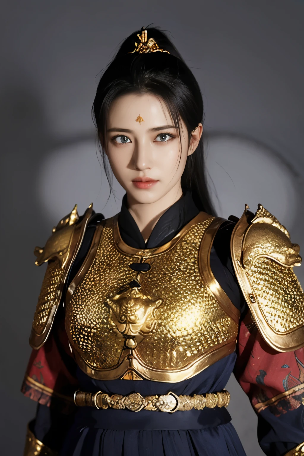 Game art，The best picture quality，Highest resolution，8K，(A bust photograph)，(Portrait)，(Head close-up)，(Rule of thirds)，Unreal Engine 5 rendering works， (The Girl of the Future)，(Female Warrior)， 
15岁少女，(The generals of ancient China)，An eye rich in detail，(Big breasts)，优雅高贵，冷漠，勇敢的，
(Wearing ancient Chinese style armor，Armor of the Tang Dynasty，Costumes are rich in detail，Metallic luster，Silver gray)，中国人物，奇幻风格，
拍照姿势，野外背景，Movie lights，Ray tracing，Game CG，((3D Unreal Engine))，oc渲染反射纹