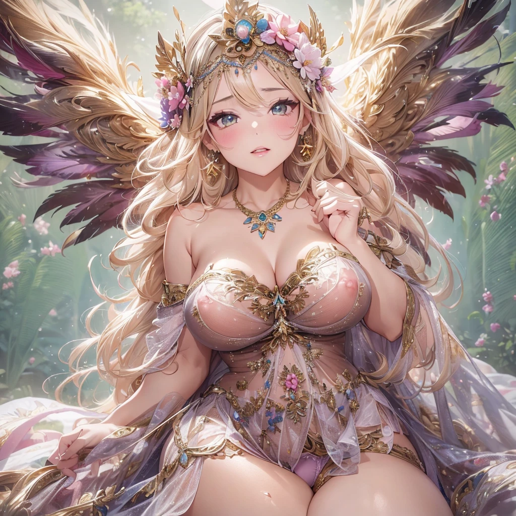 beautiful美しさ, 3D two-dimensional, rich, blonde, skirt, stockings, high heels, poison、star、star、(Highly detailed CG Unity 8K wallpaper),(masterpiece), (最high quality), (Super detailed), (best work),(best shadow), (sharp eyeliner, eye shadow, fine eye:1.1), (超High resolution,realistic,最high quality,realistic),(8K,RAW photo,最high quality,マstarプル),mature woman、sensual curves、huge breasts、thighs、bubble、お尻のmasterpiece, 最high quality, Super detailed, full body shot, mature woman, beautiful mature woman, nightgown and underwear, enchanting smile, thick lips, Chubby lips, blush, looking at the viewer, provocative expression, beautiful髪型, cleavage, Plump、curvy hips、attractive face、sexy lingerie、an inviting gaze、Expression of emotions、Lewd underwear、(((erotic see-through lingerie set)))、Standing position、gorgeous accessories 、big breastsの女性, bare shoulders, golden hair, colored feather, metal ornaments, colored flowers, particle, light, (masterpiece, 最high quality, 最high quality, official art, beautiful and aesthetic:1.2), (1 girl:1.3), very detailed,(fractal art:1.1),(colorful:1.1)、(flowers:1.3),most detailed,(zentangle:1.2), (dynamic pose), (abstract background:1.3), (shiny skin), (lots of colors :1.4), ,(earrings:1.4), (feather:1.4),masterpiece, 最high quality, Super detailed, 30~40 years, full body shot, beautiful 、various hairstyles，gold headband，plump breasts，beautiful butt，greek clothing，Tulle covers the breasts，perfectly proportioned, detailed clothing details,marble，god statue，cinematic lighting, film grain, 8K, masterpiece, Super detailed, high detail, high quality, High resolution,(((NSFW:1.2)))、exposed chest、Openwork decoration，(((see through dress)))、(((解剖学的に正しいbody))) , 最high quality, Super detailed, (((Lewd underwear)))、raise your butt, from below, (((R-18)))、Hakari、thighs, big breasts, Are standing, cowboy shot, blush, (((1 girl))), (masterpiece:1.3), (High resolution), (8K), (very detailed), perfect face, Nice eye and face, (((最high quality))), (Super detailed), detailed face and eye, (alone), High resolution、beautifuleye,(((sexy pose)))、(((整ったbig breasts)))、((beautiful eye))、luxury、(((超High resolution)))、(((detailed description)))、(((ぽっちゃりbody型)))、(((解剖学的構造に一致したbodyの部位)))、beautiful長いまつ毛、バランスのとれたbody型,2 feet、Just the right size for your legs and arms、Fishnet tights、glamorous、(((Clear white and black eye)))、lipstick、Sparkling、(Undistorted face, eye, body)、jewelry、gem、(長くカールしたbeautifulまつ毛)、(((バランス良いbeautiful胸)))、(transparent, Exquisite skin:1.2)、(((完璧なglamorousボディー)))、actress face、Super beautiful、Cute smile、Healing beauty、Flower shower、完璧なeye、realistic depiction、Super sexy、glossy、Glamorous
