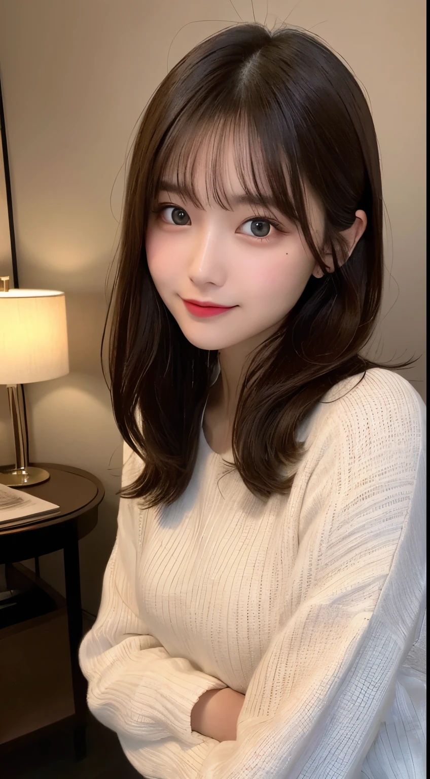 table top, highest quality, shape, Super detailed, finely, High resolution, 8k wallpaper, 完璧なダイナミックな構shape, beautiful and detailed eyes, Latest trend fashion Tokyo winter wear,medium hair, small breasts, natural color lip,smile,20 year old girl、midnight、beautiful and detailed face、perfect and beautiful face、slim face and style,spread your arms wide,Big eyes,Take a photo from below the knees at a face angle、small face、beautiful detailed face、perfect and beautiful double eyelids