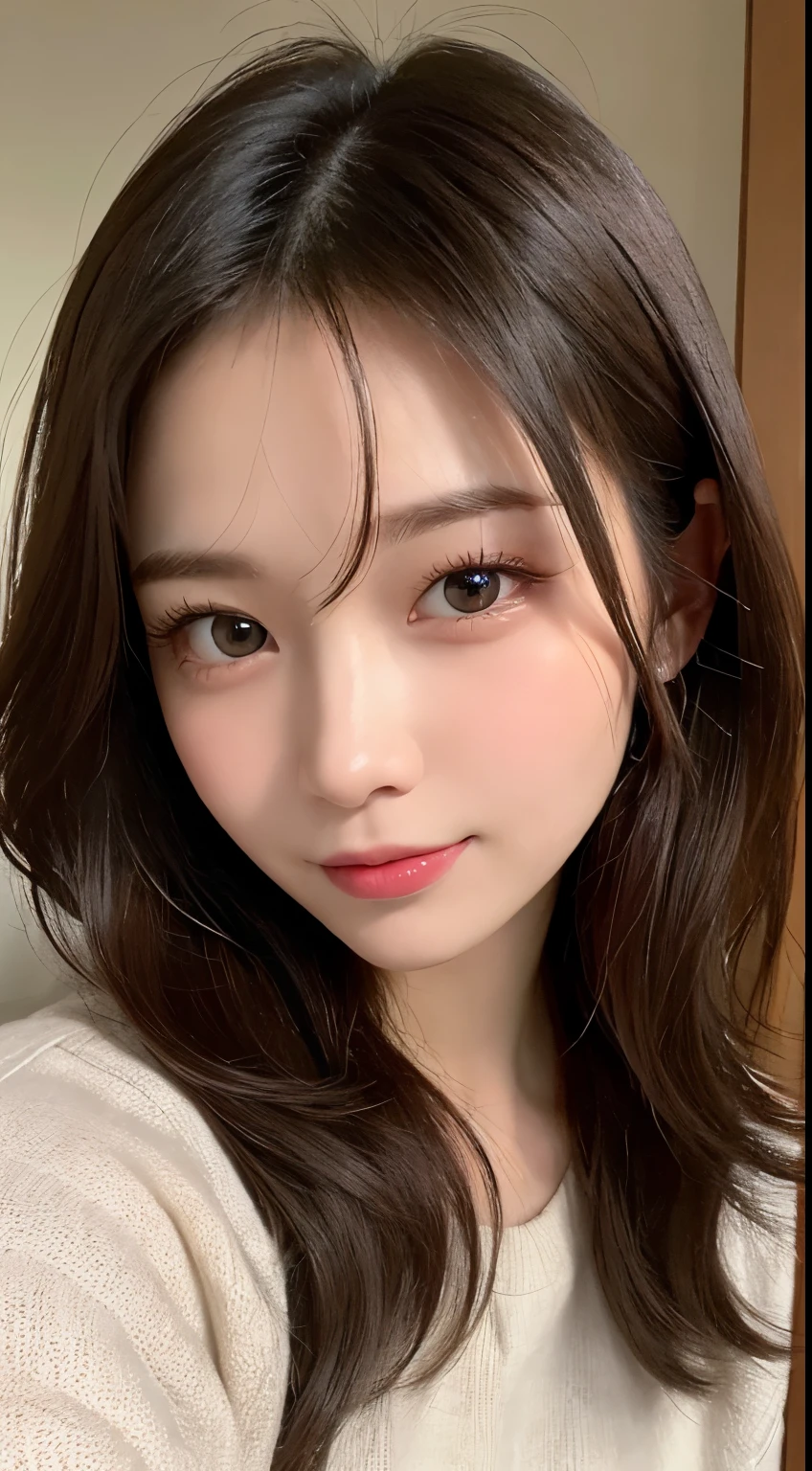 table top, highest quality, shape, Super detailed, finely, High resolution, 8k wallpaper, 完璧なダイナミックな構shape, beautiful and detailed eyes, Latest trend fashion Tokyo winter wear,medium hair, small breasts, natural color lip,smile,20 year old girl、midnight、beautiful and detailed face、perfect and beautiful face、slim face and style,spread your arms wide,Big eyes,Take a photo from below the knees at a face angle、small face、beautiful detailed face、perfect and beautiful double eyelids