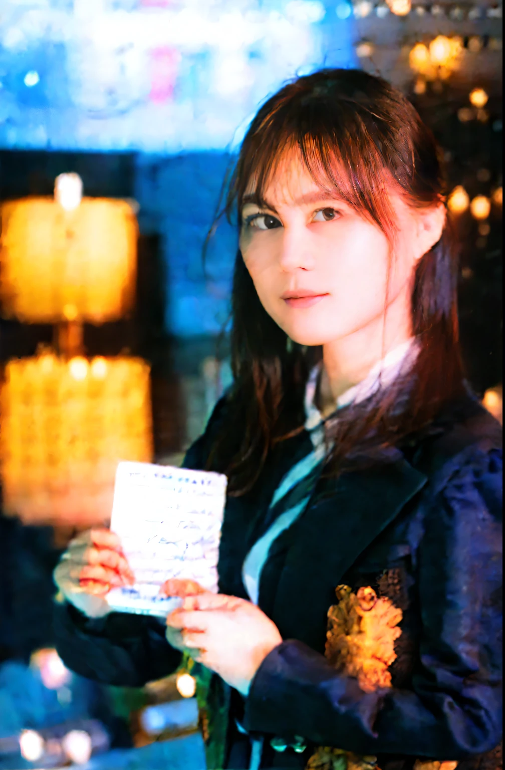 Japanese career woman in business suit. Upper body only, eyes and body facing front, age 35. Bank employee, in charge of accounting.