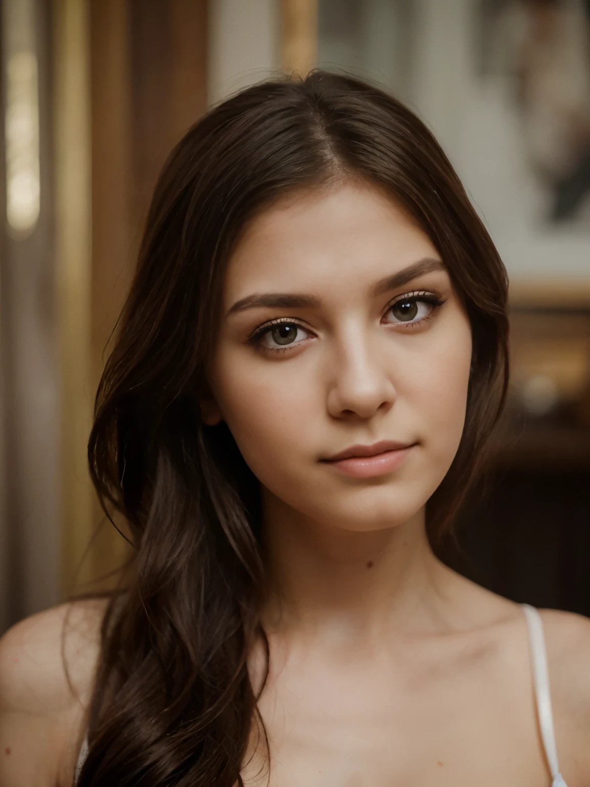 close up portrait photograph of a cute singer artist russian woman,