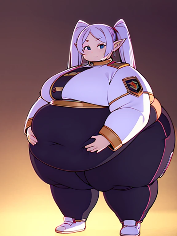 (highres,best_quality),( obese 1girl,solo),(obese frieren,twintails), obese body, very cute, 