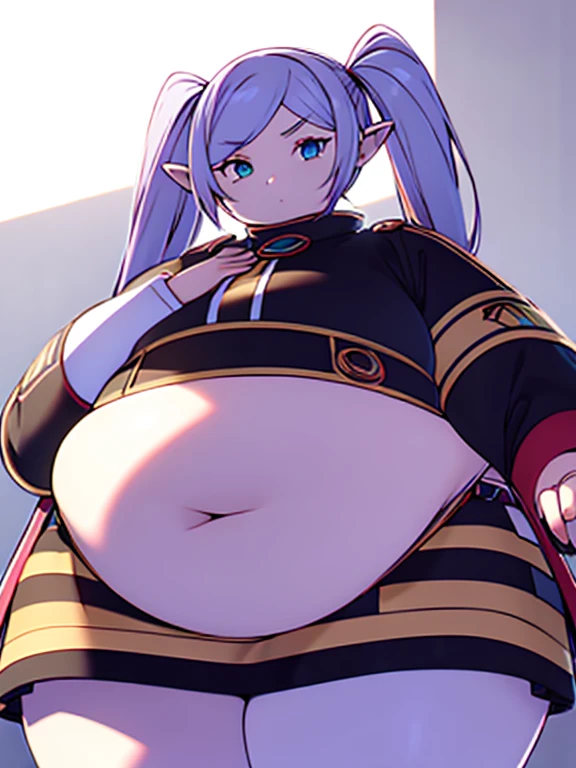 (highres,best_quality),( obese 1girl,solo),(obese frieren,twintails), obese body, very cute,