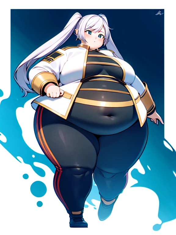 masterpiece, 4K, (highres,best_quality),( obese 1girl,solo),(obese frieren,twintails), obese body, very cute,