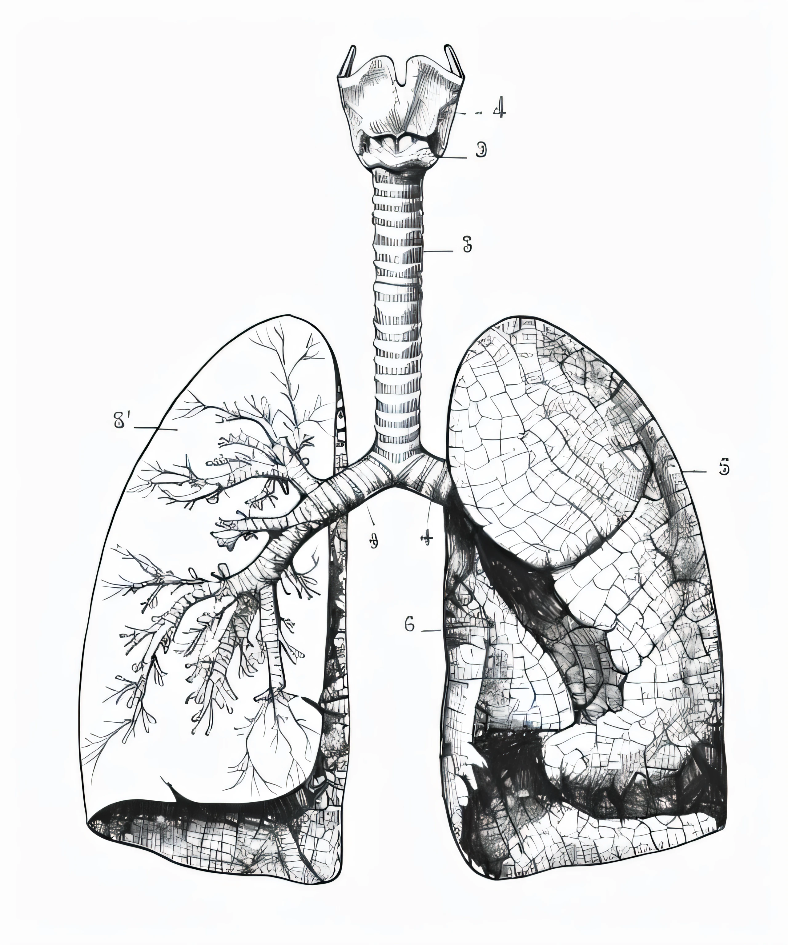 Lung, line drawing, Ultra HD, 4K