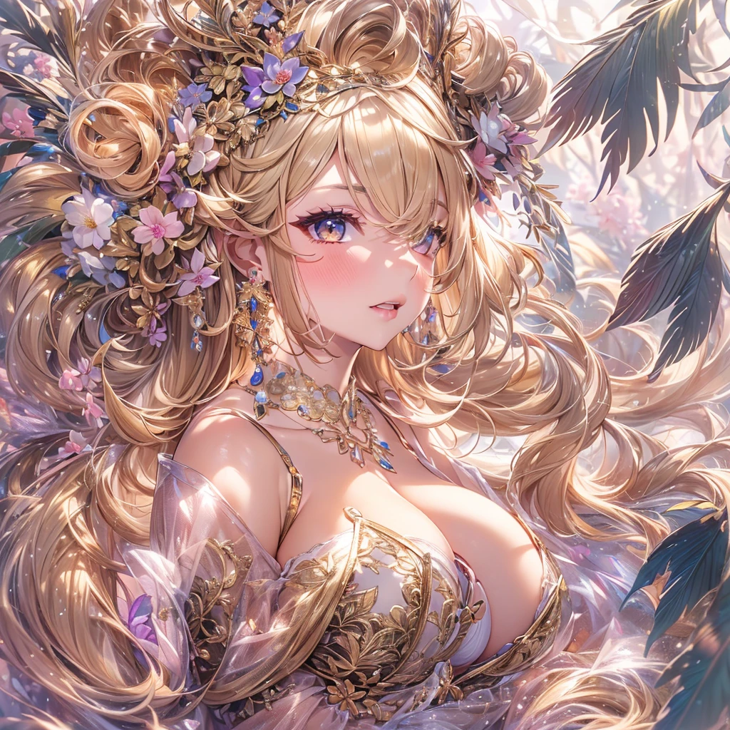 beautiful美しさ, 3D two-dimensional, rich, blonde, skirt, stockings, high heels, poison、star、star、(Highly detailed CG Unity 8K wallpaper),(masterpiece), (最high quality), (Super detailed), (best work),(best shadow), (sharp eyeliner, eye shadow, fine eye:1.1), (超High resolution,realistic,最high quality,realistic),(8K,RAW photo,最high quality,マstarプル),mature woman、sensual curves、huge breasts、thighs、bubble、お尻のmasterpiece, 最high quality, Super detailed, full body shot, mature woman, beautiful mature woman, nightgown and underwear, enchanting smile, thick lips, Chubby lips, blush, looking at the viewer, provocative expression, beautiful髪型, cleavage, Plump、curvy hips、attractive face、sexy lingerie、an inviting gaze、Expression of emotions、Lewd underwear、(((erotic see-through lingerie set)))、Standing position、gorgeous accessories 、big breastsの女性, bare shoulders, golden hair, colored feather, metal ornaments, colored flowers, particle, light, (masterpiece, 最high quality, 最high quality, official art, beautiful and aesthetic:1.2), (1 girl:1.3), very detailed,(fractal art:1.1),(colorful:1.1)、(flowers:1.3),most detailed,(zentangle:1.2), (dynamic pose), (abstract background:1.3), (shiny skin), (lots of colors :1.4), ,(earrings:1.4), (feather:1.4),masterpiece, 最high quality, Super detailed, 30~40 years, full body shot, beautiful 、various hairstyles,gold headband,plump breasts,beautiful butt,greek clothing,Tulle covers the breasts,perfectly proportioned, detailed clothing details,marble,god statue,cinematic lighting, film grain, 8K, masterpiece, Super detailed, high detail, high quality, High resolution,(((NSFW:1.2)))、exposed chest、Openwork decoration,(((see through dress)))、(((解剖学的に正しいbody))) , 最high quality, Super detailed, (((Lewd underwear)))、raise your butt, from below, (((R-18)))、Hakari、thighs, big breasts, Are standing, cowboy shot, blush, (((1 girl))), (masterpiece:1.3), (High resolution), (8K), (very detailed), perfect face, Nice eye and face, (((最high quality))), (Super detailed), detailed face and eye, (alone), High resolution、beautifuleye,(((sexy pose)))、(((整ったbig breasts)))、((beautiful eye))、luxury、(((超High resolution)))、(((detailed description)))、(((ぽっちゃりbody型)))、(((解剖学的構造に一致したbodyの部位)))、beautiful長いまつ毛、バランスのとれたbody型,2 feet、Just the right size for your legs and arms、Fishnet tights、glamorous、(((Clear white and black eye)))、lipstick、Sparkling、(Undistorted face, eye, body)、jewelry、gem、(長くカールしたbeautifulまつ毛)、(((バランス良いbeautiful胸)))、(transparent, Exquisite skin:1.2)、(((完璧なglamorousボディー)))、actress face、Super beautiful、Cute smile、Healing beauty、Flower shower、完璧なeye、realistic depiction、Super sexy、glossy、Glamorous