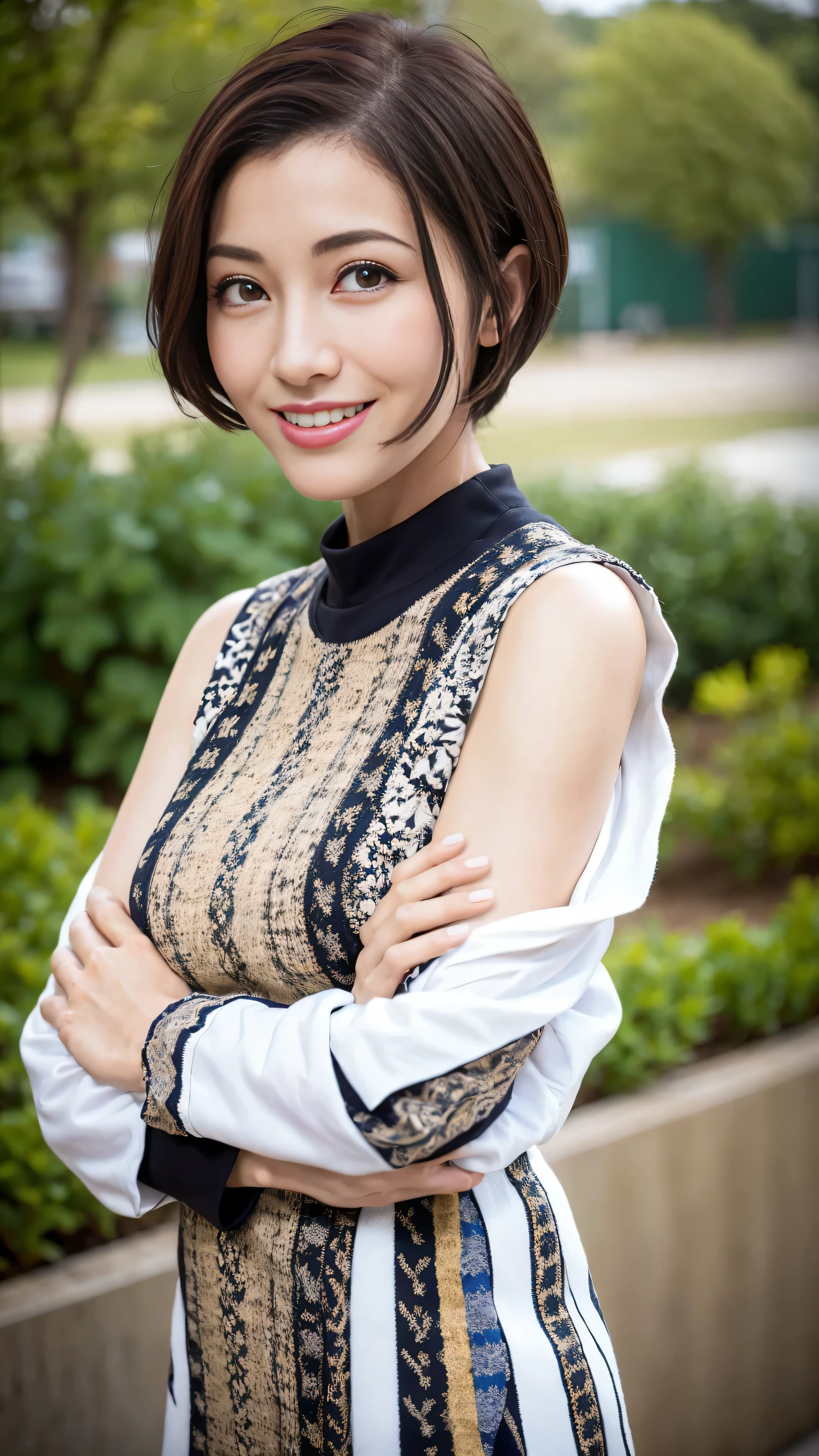 (RAW Photos:1.2), (Realistic:1.4),Beautiful detailed woman,非常にFine Eyesと顔, Fine Eyes, Very detailed,High resolution, Very detailed,highest quality,Awareness-raising,Unified,8k wallpaper,masterpiece,highest quality,1 female,alone,rich,Esbian all over,(A little chubby:0.85),Thick legs,alone,（Bright green business suit),（white ruffle blouse）、(Black long tight skirt:1.6),(pumps）,jewelry, necklace ,short hair,A kind smile,A dignified atmosphere,black eye,Realistic,（The background is a vast forest:1.6)、Green grove、in the forest , plateau,(Stand upright：1.4）
