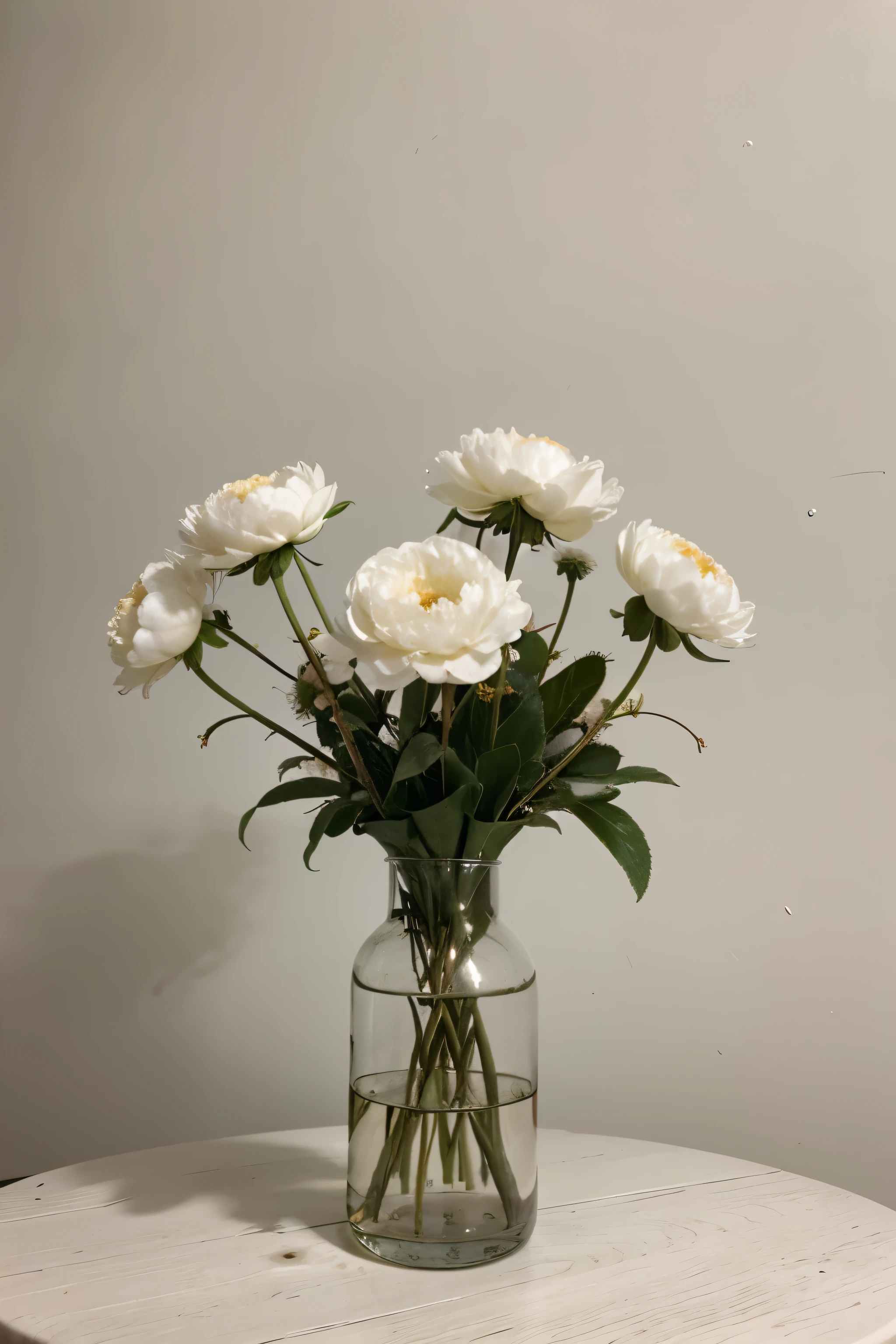 table, vase, white peony