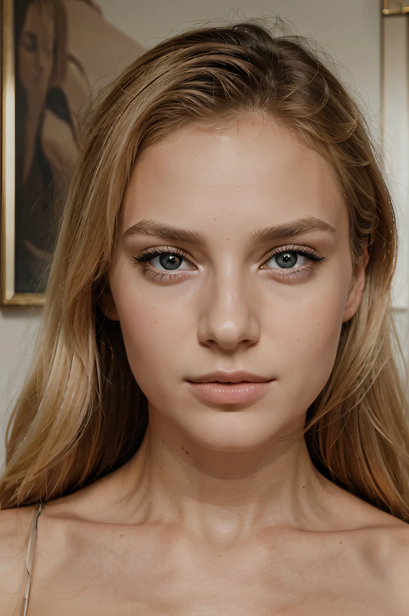 fille blonde, regard erotique, réalisme, portrait, visage dégagé, faire