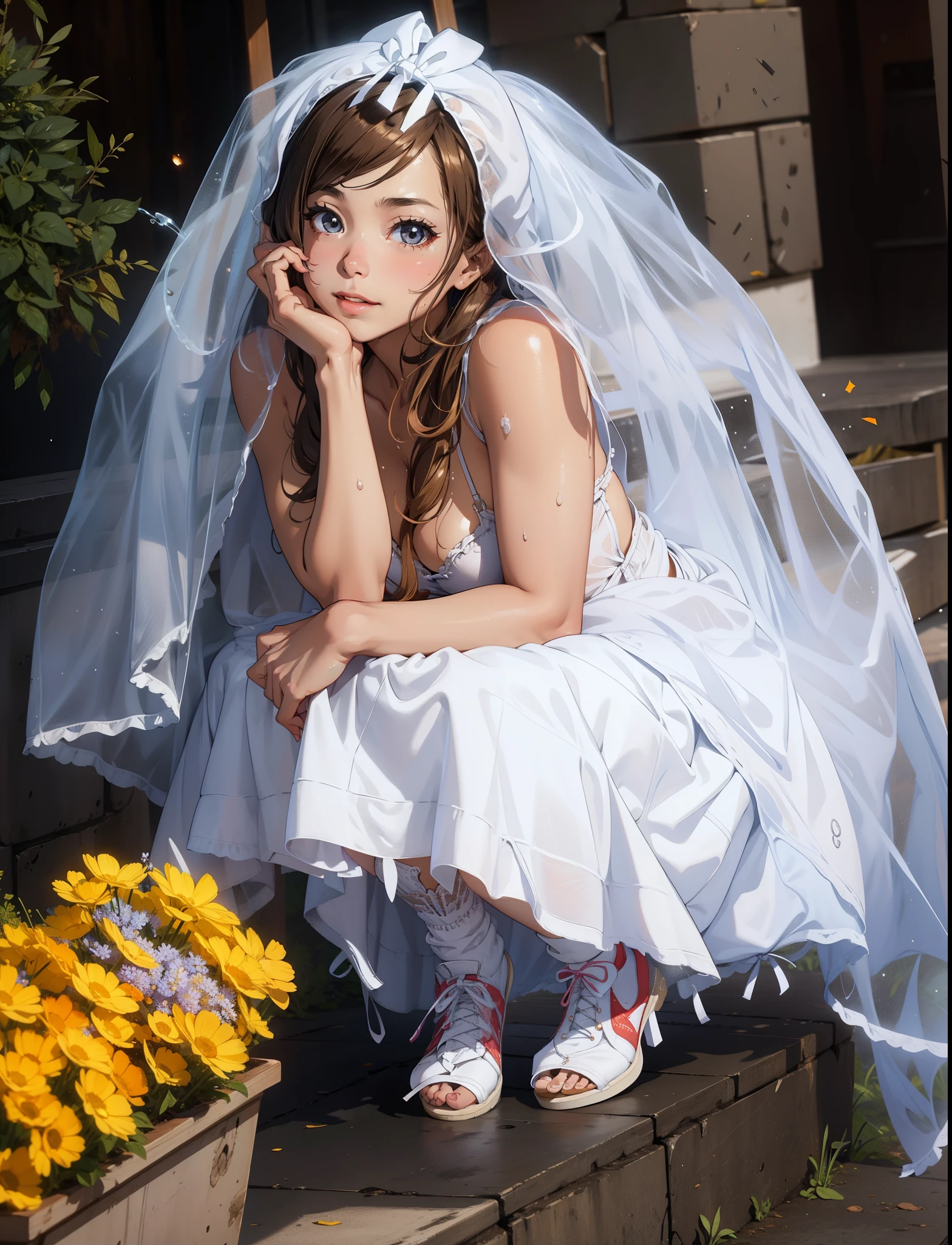 (extremely detailed CG unity 8k wallpaper), (masterpiece), (best quality), (ultra-detailed), (best illustration), (best shadow), (absurdres), 
BREAK
girl, sweat, steam, medium breast, nsfw, light smile,