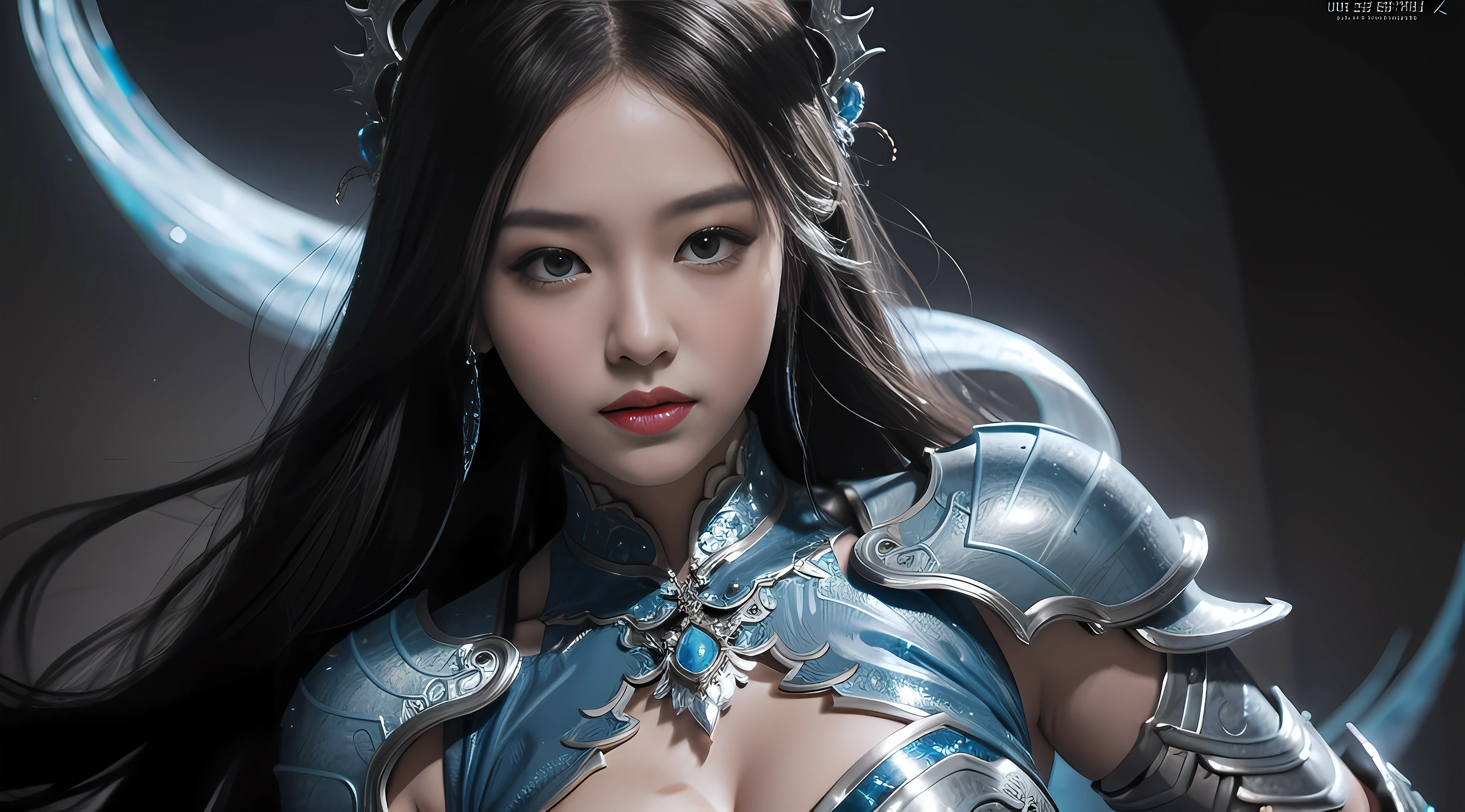 a close up of a woman in a silver and blue dress, chengwei pan on artstation, by Yang J, detailed fantasy art, stunning character art, fanart best artstation, epic exquisite character art, beautiful armor, extremely detailed artgerm, detailed digital anime art, artgerm on artstation pixiv, armor girl