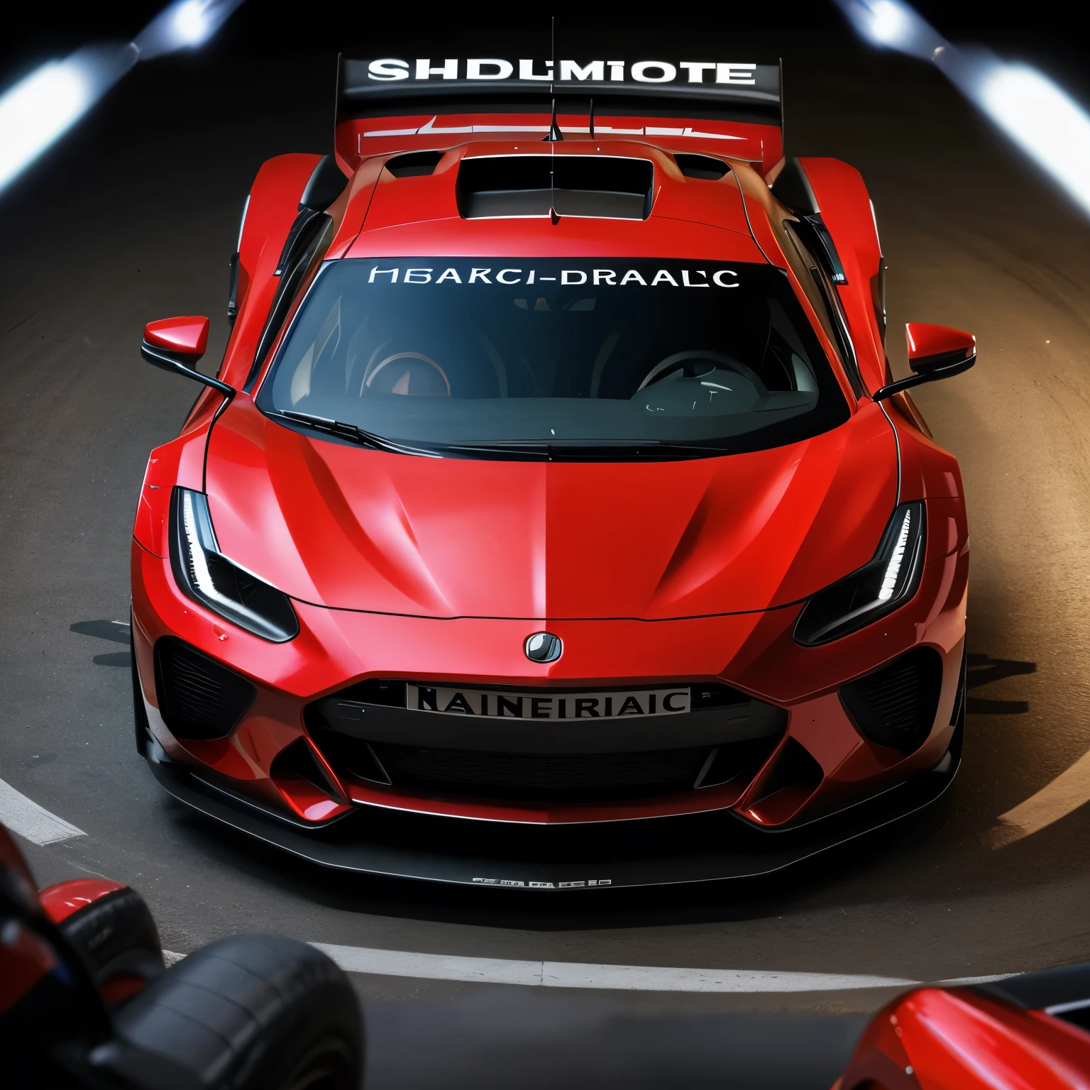 (best quality,realistic,photo-realistic:1.37),car with "Race leader" text on body,high-res,ultra-detailed,professional,sharp focus,vivid colors,bokeh,studio lighting,physically-based rendering