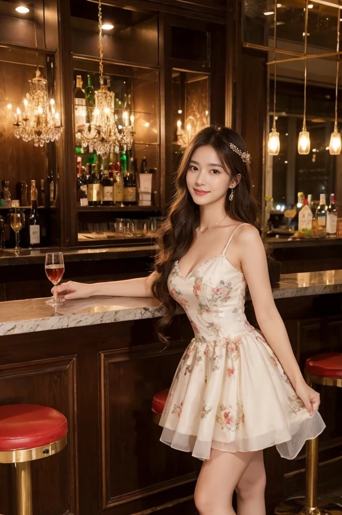((Masterpiece, Top image quality, high resolution、alone、shiny skin))(on the table, best quality, actual, super detailed, meticulous, high resolution, 8k wallpaper), Close-up portrait of a beautiful woman, Chariada, smiling, light brown messy hair, Perfect dynamic composition, 美丽meticulous的眼睛, Just like the cover of a fashion magazine, on campus