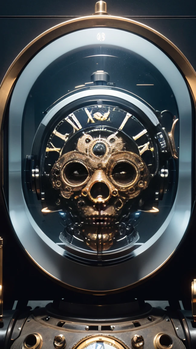 there is a picture of a steam clock with a face inside of it, face with artgram, steampunk imagery themed, like in my museum, robot with human face, steampunk aesthetic, portrait of a cyberpunk machine, 4k post, 4 k post, detailed face of an android, machine parts embedded into face, portrait featured on unsplash, unsplash contest winning photo, steampunk automaton