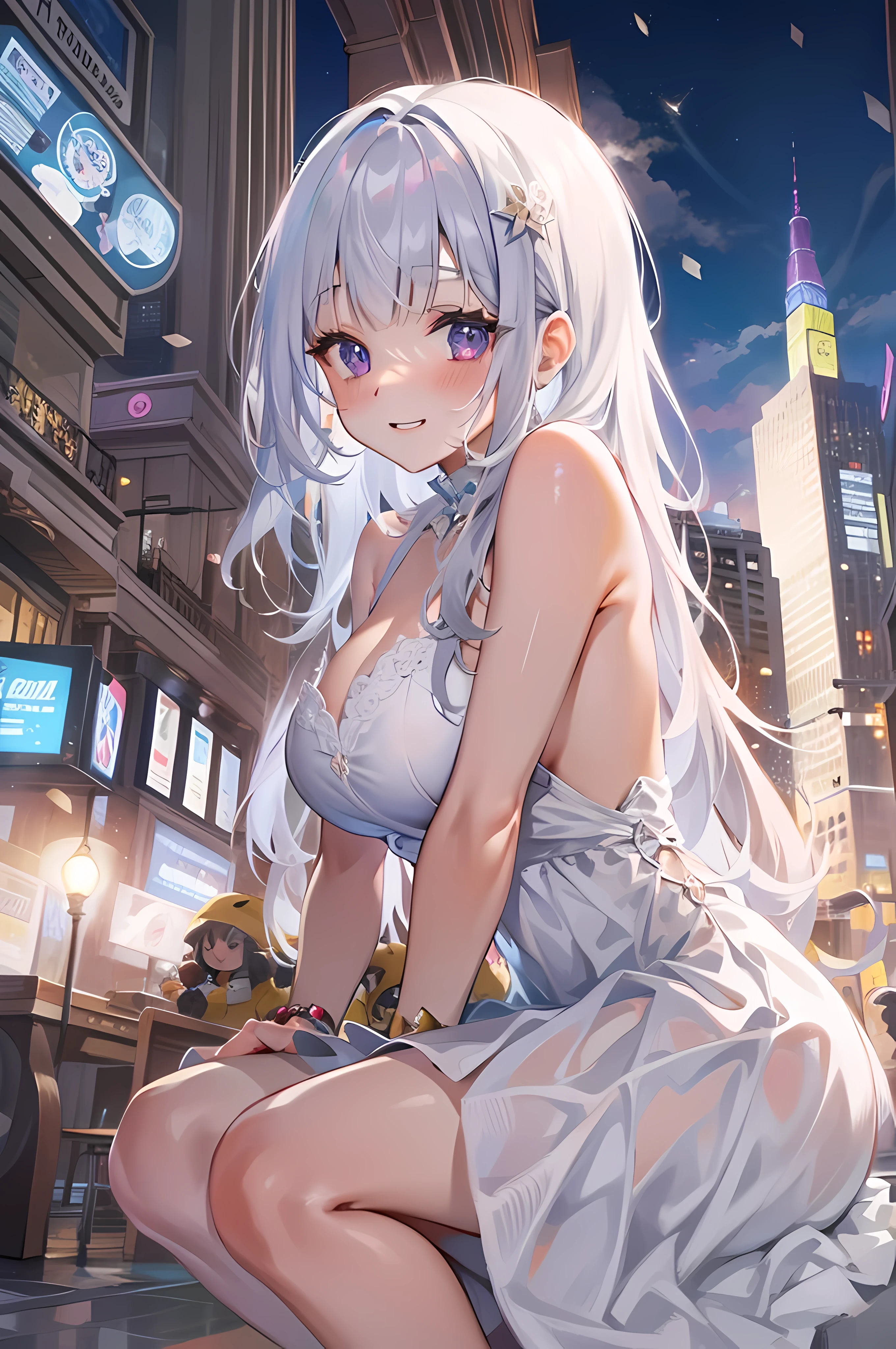 NSFW,Hololive,Shion Murasaki、1 female、Long Hair,pantyhose,High-quality lingerie,blush,(Perfect hands),(Perfect ???????),(masterpiece),(highest quality),Skirt Lift,School,stage