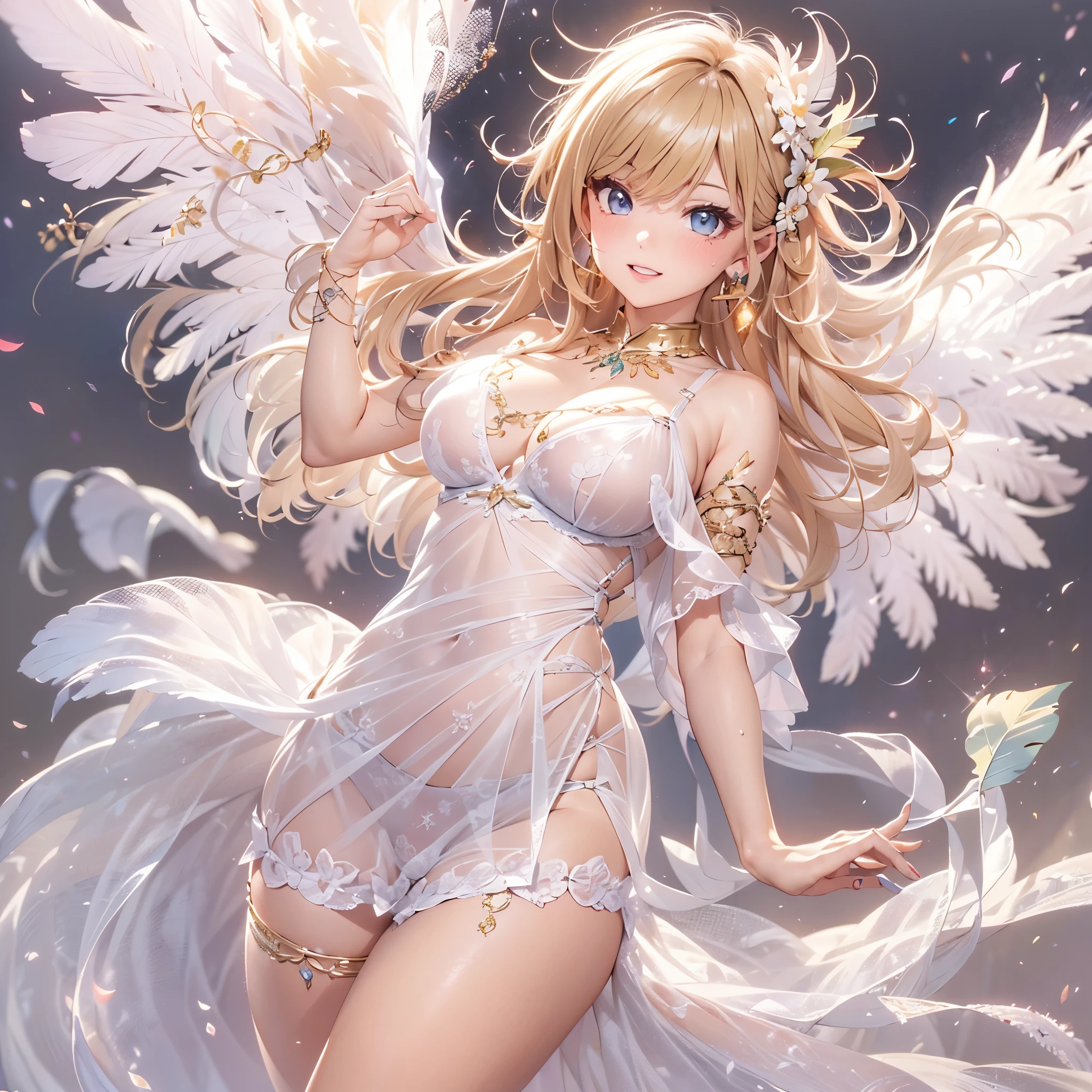 High resolution, 最high quality, masterpiece, 超High resolution, 超High resolution, 超realistic, 3D, anime, figure, alone, Very beautiful and cute woman in her 20s, Flapping wings, Her hair is moving, whole body, Great perfect proportions, shinylightブラウンのミディアムヘア, High layer cut, Bora hairstyle, 鮮やかな青いeye, Happy, beautiful美しさ, 3D two-dimensional, rich, blonde, skirt, stockings, high heels, poison、star、star、(Highly detailed CG Unity 8K wallpaper),(masterpiece), (最high quality), (Super detailed), (best work),(best shadow), (sharp eyeliner, eye shadow, fine eye:1.1), (超High resolution,realistic,最high quality,realistic),(8K,RAW photo,最high quality,マstarプル),mature woman、sensual curves、huge breasts、thighs、bubble、お尻のmasterpiece, 最high quality, Super detailed, full body shot, mature woman, beautiful mature woman, nightgown and underwear, enchanting smile, thick lips, Chubby lips, blush, looking at the viewer, provocative expression, beautiful髪型, cleavage, Plump、curvy hips、attractive face、sexy lingerie、an inviting gaze、Expression of emotions、Lewd underwear、(((erotic see-through lingerie set)))、Standing position、gorgeous accessories 、big breastsの女性, bare shoulders, golden hair, colored feather, metal ornaments, colored flowers, particle, light, (masterpiece, 最high quality, 最high quality, official art, beautiful and aesthetic:1.2), (1 girl:1.3), very detailed,(fractal art:1.1),(colorful:1.1)、(flowers:1.3),most detailed,(zentangle:1.2), (dynamic pose), (abstract background:1.3), (shiny skin), (lots of colors :1.4), ,(earrings:1.4), (feather:1.4),masterpiece, 最high quality, Super detailed, 30~40 years, full body shot, beautiful 、various hairstyles,gold headband,plump breasts,beautiful butt,greek clothing,Tulle covers the breasts,perfectly proportioned, detailed clothing details,marble,god statue,cinematic lighting, film grain, 8K, masterpiece, Super detailed, high detail, high quality, High resolution,(((NSFW:1.2)))、exposed chest、Openwork decoration,(((see through dress)))、(((解剖学的に正しいbody))) , 最high quality, Super detailed, (((Lewd underwear)))、raise your butt, from below, (((R-18)))、Hakari、thighs, big breasts, Are standing, cowboy shot, blush, (((1 girl))), (masterpiece:1.3), (High resolution), (8K), (very detailed), perfect face, Nice eye and face, (((最high quality))), (Super detailed), detailed face and eye, (alone), High resolution、beautifuleye,(((sexy pose)))、(((整ったbig breasts)))、((beautiful eye))、luxury、(((超High resolution)))、(((detailed description)))、(((ぽっちゃりbody型)))、(((解剖学的構造に一致したbodyの部位)))、beautiful長いまつ毛、バランスのとれたbody型,2 feet、Just the right size for your legs and arms、Fishnet tights、glamorous、(((Clear white and black eye)))、lipstick、Sparkling、(Undistorted face, eye, body)、jewelry、gem、(長くカールしたbeautifulまつ毛)、(((バランス良いbeautiful胸)))、(transparent, Exquisite skin:1.2)、(((完璧なglamorousボディー)))、actress face、Super beautiful、cute smile、Healing beauty、Flower shower、完璧なeye、realistic depiction、super sexy、shiny、glamorous