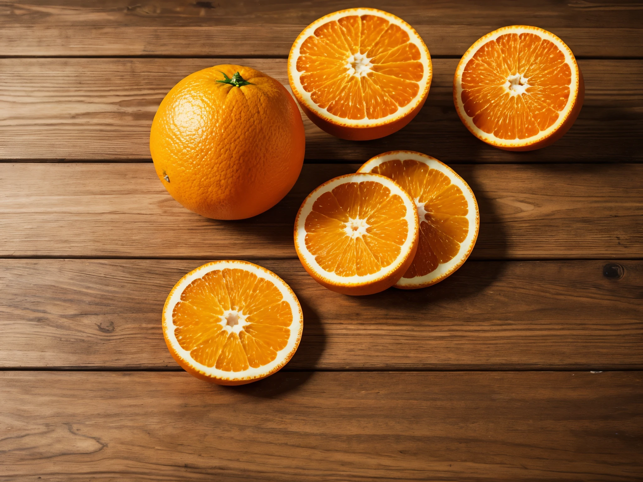 orange on a wooden table, A few details