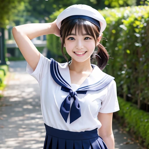 Guts pose、sailor suit、happy smile