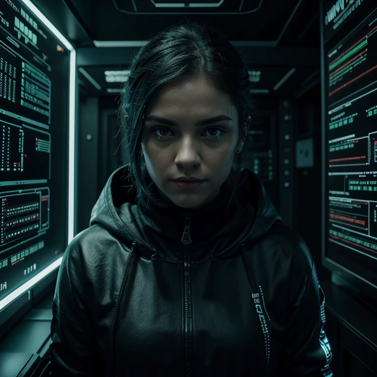 **Fundo de marketing digital 4k, tema dark realista:**
A dark and mysterious office, iluminado por telas de computador brilhantes. Um hacker encapuzado digita furiosamente em um teclado, surrounded by monitors displaying code and graphics. The atmosphere is tense and electrifying, with a sense of urgency and danger. The background is dominated by dark and cold tones, with touches of neon green and electric blue. The details are sharp and realistic, criando uma imagem imersiva e envolvente.
**Elementos-chave:**
* Hacker encapuzado
* Computadores e monitores
* Codes and graphics
* Atmosfera escura e misteriosa
* Tons escuros e frios
* Touches of neon green and electric blue
* Crisp and realistic details