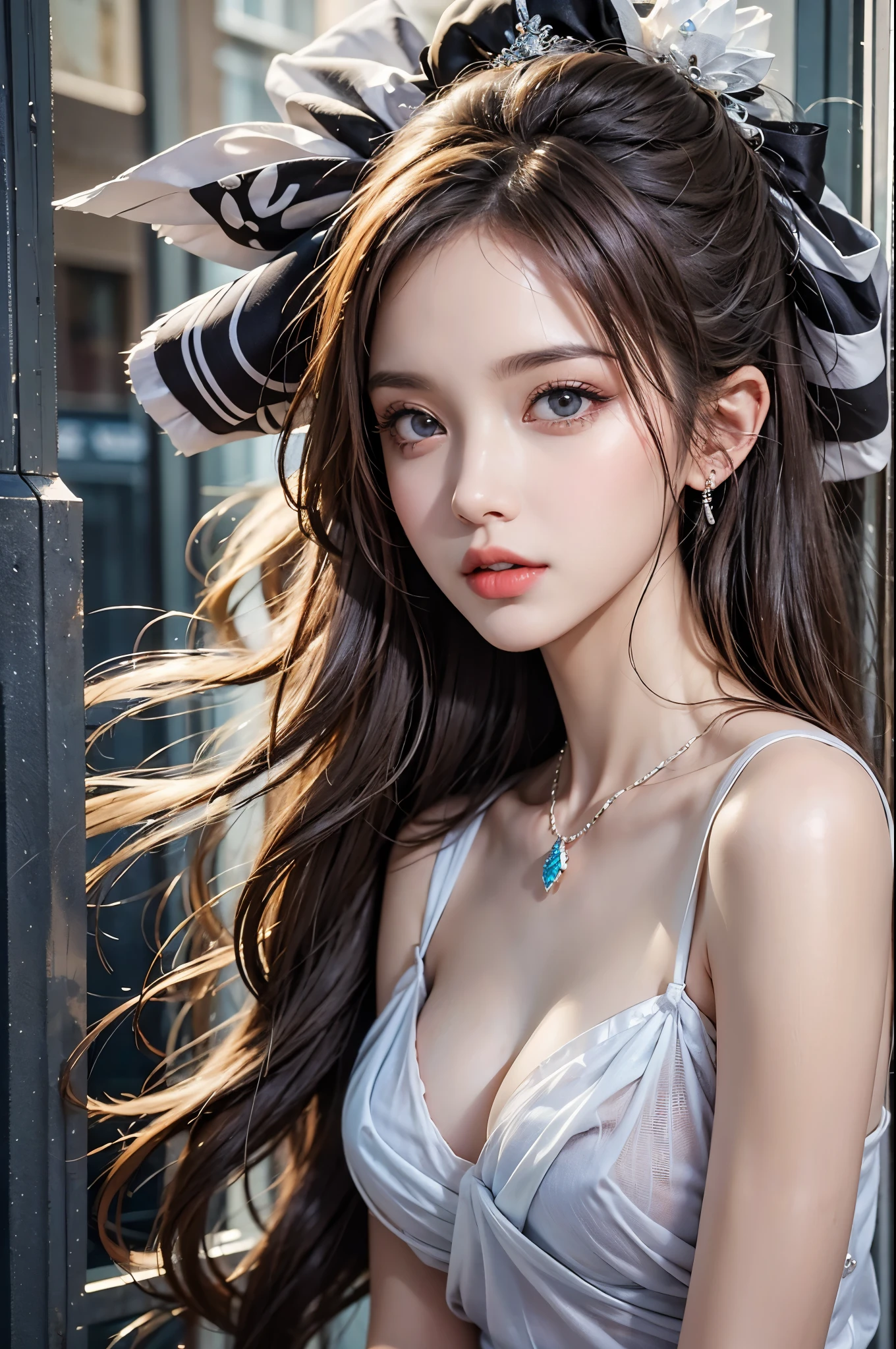 Sweet girl clothes8,(gem:1.3), ((knee shot)), (yushuxin,1girl,solo), Random pose, Random scenes, Shoot at random angles, Mix 4,(8k, original photo, best quality, masterpiece:1.2), (actual, photorealistic:1.37),1 girl,Lovely,city View, night, rain, wet, professional lighting, photon mapping, radio city, Physically based rendering, High heel, High quality pictures, high resolution, 1080P, (clear face), (detailed facial description), (masterpiece), (Exquisite CG), Extreme light and shadow, messy hair, The work of the master, Rich details​, (Exquisite facial features), (highest quality picture), (masterpiece), (delicate eyes),Look forward with your eyes,Thin clavicle, Heavy makeup, Gorgeous makeup