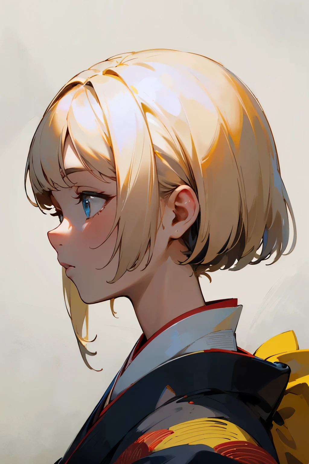 ((highest quality)), ((masterpiece)), (be familiar with), perfect face,profile,bob hair,kimono