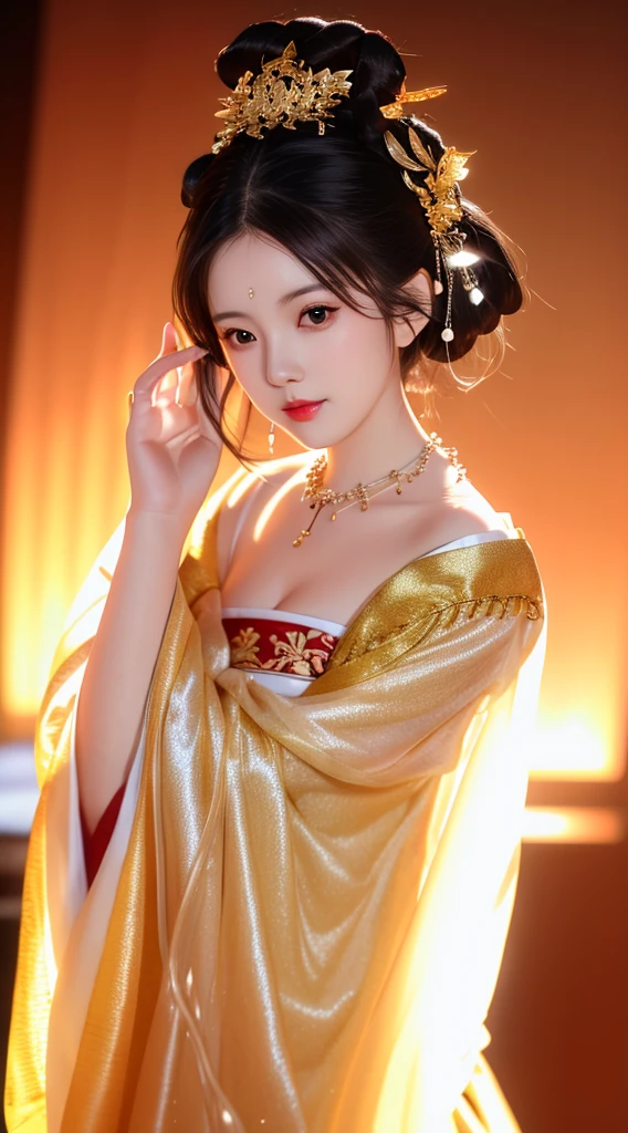 best quality, masterpiece, highres, 1girl, china dress, hair ornament, necklace, jewelry, Beautiful face, upon_body, tyndall effect, photorealistic, dark studio, rim lighting, two tone lighting, (high detailed skin:1.2), 8k uhd, dslr, soft lighting, high quality, volumetric lighting, candid, Photograph, high resolution, 4k, 8k, Bokeh, medium breasts,