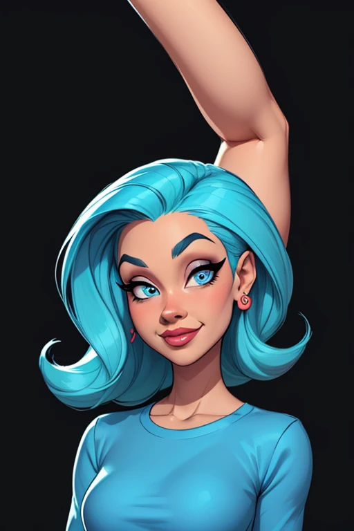 xxmixgirl, (masterpiece:1.0), (highest quality:1.12), (HDR:1.0), a girl with long hair looking at viewer, with a teal background and a indigo sky, constant, vaporwave colors, a character portrait, synchronization, detailed, realistic, 8k uhd, high quality