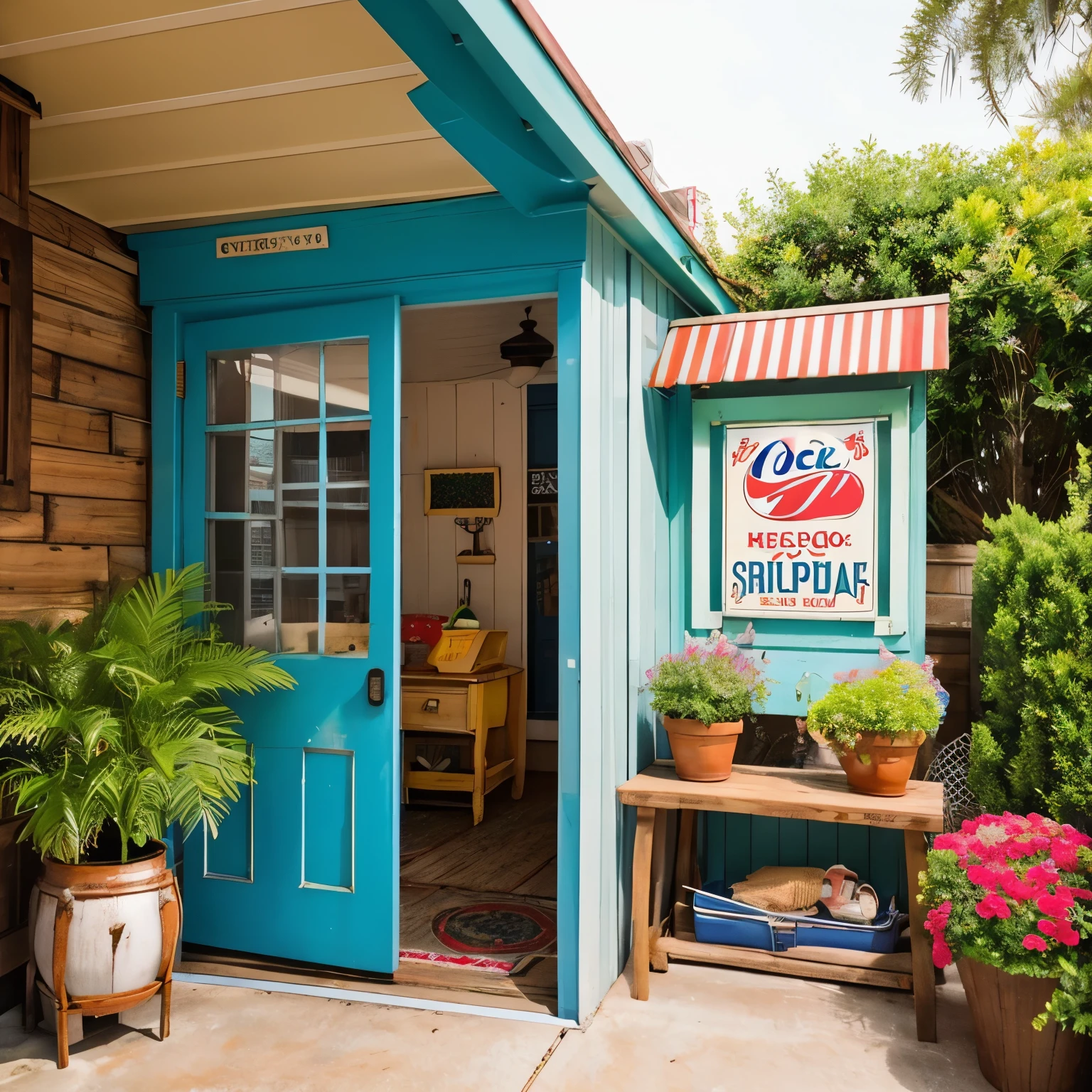Bring the charm of yesteryear into the modern day with a thoughtful renovation of this quaint Pepsi stand.
Respect the past:
Preserve the original footprint and overall design of the house.
Restore the wooden siding and rusty tin roof to their former glory.
Keep the iconic Pepsi signage, but update the lighting for a brighter look.
Embrace the new:
Replace the windows with energy-efficient ones that match the original style.
Add a fresh coat of paint in a cheerful color to complement the Pepsi signage.
Install a new screen door to let in the breeze and keep out the bugs.
Upgrade the table and chairs to a more comfortable and inviting set.
Add colorful potted plants and flowers to create a welcoming atmosphere.
Consider these special touches:
String fairy lights around the roofline for a whimsical touch.
Hang a wind chime to add a touch of charm and sound.
Place a welcome mat in front of the door to greet guests.
With a little TLC, this Pepsi stand can be transformed into a delightful spot to relax and enjoy a refreshing drink.