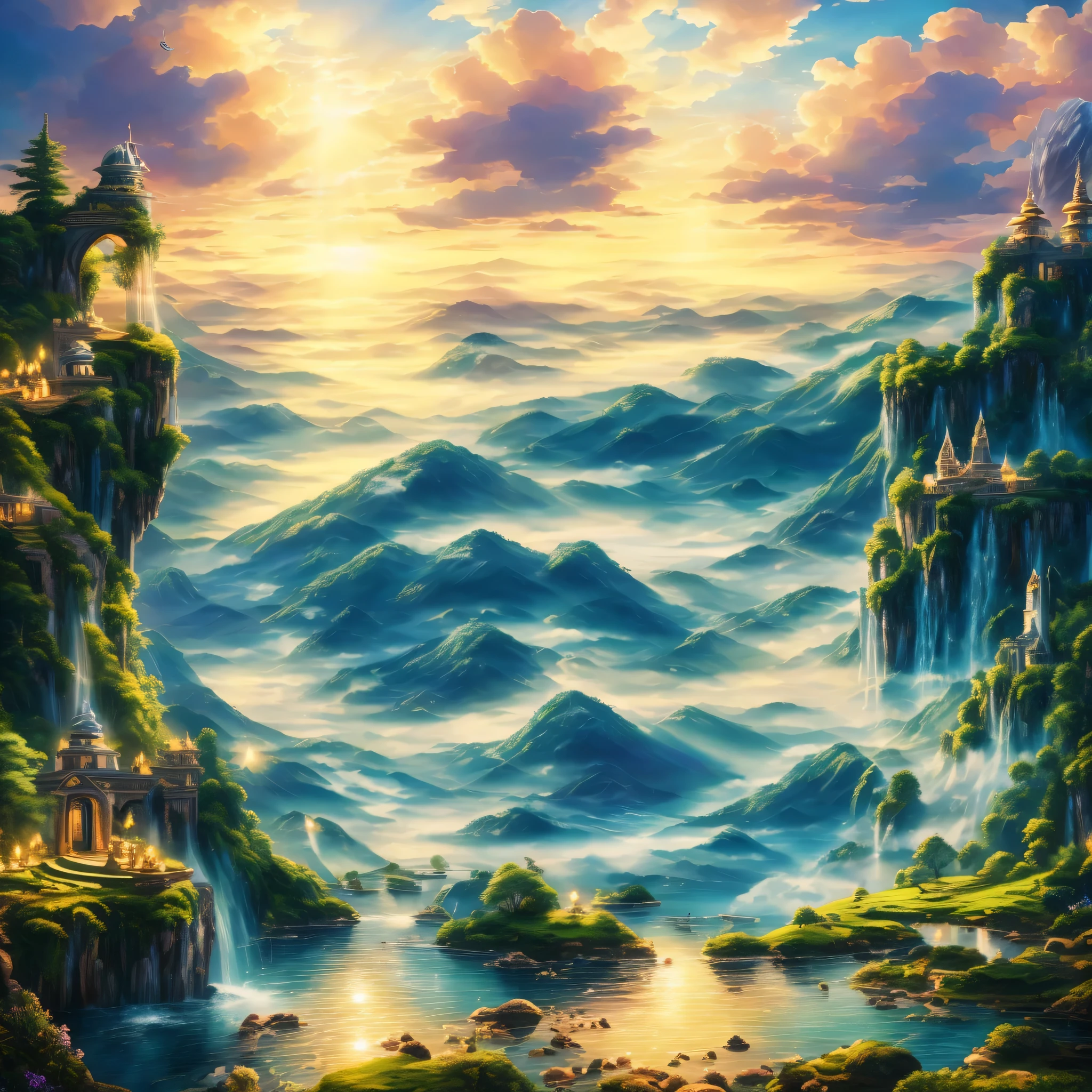(best quality,4k,8k,highres,masterpiece:1.2),ultra-detailed,(realistic,photorealistic,photo-realistic:1.37),angels,ethereal light,breathtaking landscapes,celestial beings,radiant wings,peaceful serenity,divine music,harmony,golden halo,heavenly choir,heavenly realms,illustration,angelic figures,gorgeous mountains,majestic waterfalls,vibrant meadows,soft pastel colors,mystical atmosphere,serene blue sky,heavenly light beams,tranquil lakes,whispering winds,shimmering celestial bodies,seraphic beauty,sacred gardens,sparkling streams,holy energy,rays of enlightenment,blissful harmony,touch of divinity,melodies of heaven,enchanting melodies,sacred vibrations,celestial dance,transcendent beauty,surreal landscapes,dreamlike ambiance,transcendental experience,hopeful spirits,soaring flight,beams of pure light,glowing ethereal figures,sunlit clouds,peaceful serenity,magic in the air,serene harmony,bathed in celestial radiance,divine tranquility,angelic auras,sublime serenity,hopeful whispers,heavenly bliss,ethereal perfection,rapture of celestial realms,gentle beauty of heaven,sacred embrace,harmonious choir,divine symphony,uplifting music of the heavens,celestial enchantment,spiritual transcendence,illumination from within,serenity of the soul,hymns of peace,seraphic voices,radiance of enlightenment,healing vibrations from above,eternal beauty of celestial beings,golden glow of holiness,heavenly beings in paradise,miraculous grace,tranquil journey in heavenly realms