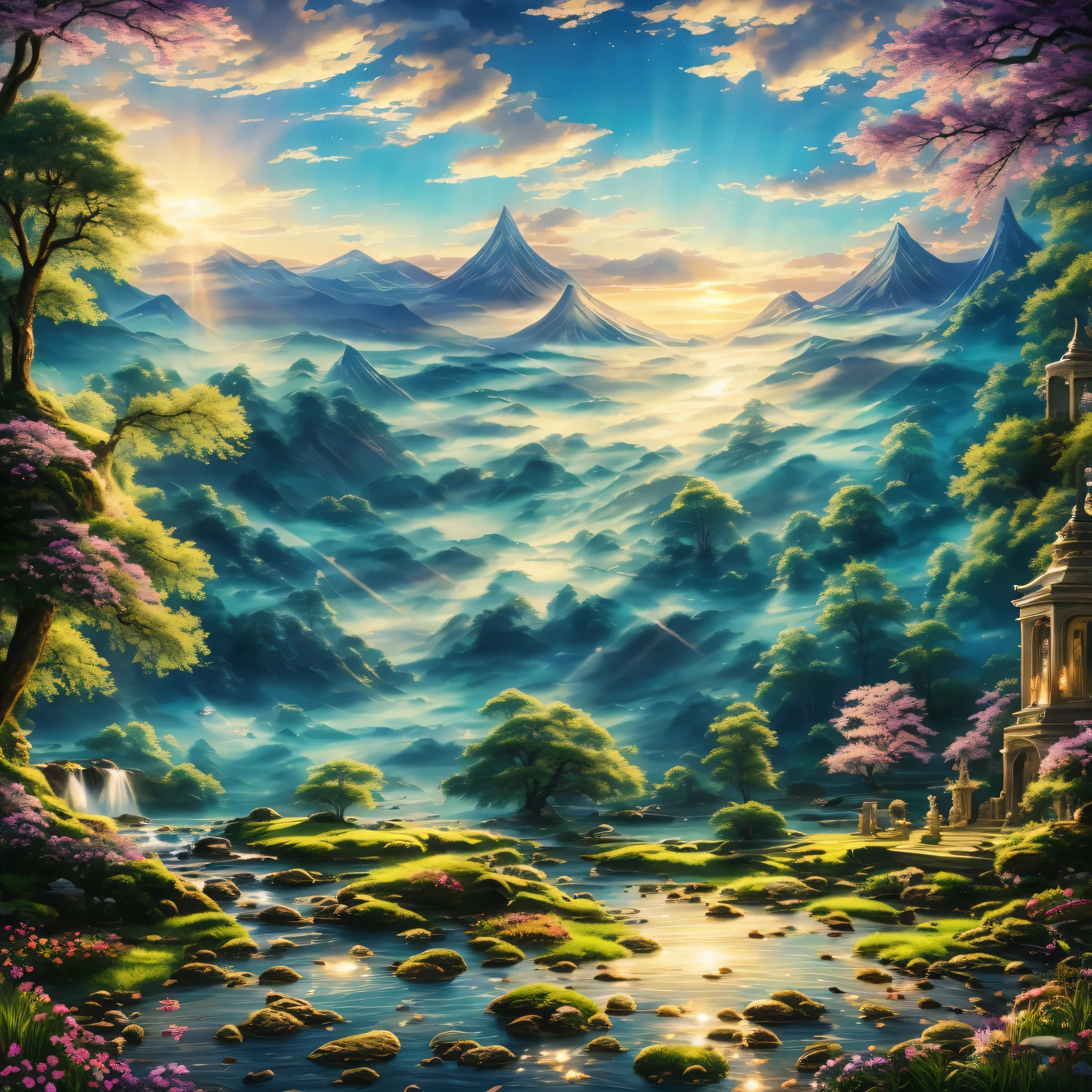 (best quality,4k,8k,highres,masterpiece:1.2),ultra-detailed,(realistic,photorealistic,photo-realistic:1.37),angels,ethereal light,breathtaking landscapes,celestial beings,radiant wings,peaceful serenity,divine music,harmony,golden halo,heavenly choir,heavenly realms,illustration,angelic figures,gorgeous mountains,majestic waterfalls,vibrant meadows,soft pastel colors,mystical atmosphere,serene blue sky,heavenly light beams,tranquil lakes,whispering winds,shimmering celestial bodies,seraphic beauty,sacred gardens,sparkling streams,holy energy,rays of enlightenment,blissful harmony,touch of divinity,melodies of heaven,enchanting melodies,sacred vibrations,celestial dance,transcendent beauty,surreal landscapes,dreamlike ambiance,transcendental experience,hopeful spirits,soaring flight,beams of pure light,glowing ethereal figures,sunlit clouds,peaceful serenity,magic in the air,serene harmony,bathed in celestial radiance,divine tranquility,angelic auras,sublime serenity,hopeful whispers,heavenly bliss,ethereal perfection,rapture of celestial realms,gentle beauty of heaven,sacred embrace,harmonious choir,divine symphony,uplifting music of the heavens,celestial enchantment,spiritual transcendence,illumination from within,serenity of the soul,hymns of peace,seraphic voices,radiance of enlightenment,healing vibrations from above,eternal beauty of celestial beings,golden glow of holiness,heavenly beings in paradise,miraculous grace,tranquil journey in heavenly realms