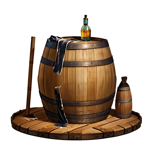 old barrel, dirty barrel, Moldy Barrel, rot, Moldy Barrel - This barrel contains a liquid, if anyone bathes in the barrel, they will receive 1d10 temporary hit points until they rest., MagicItem_v1, (white background), fullshot