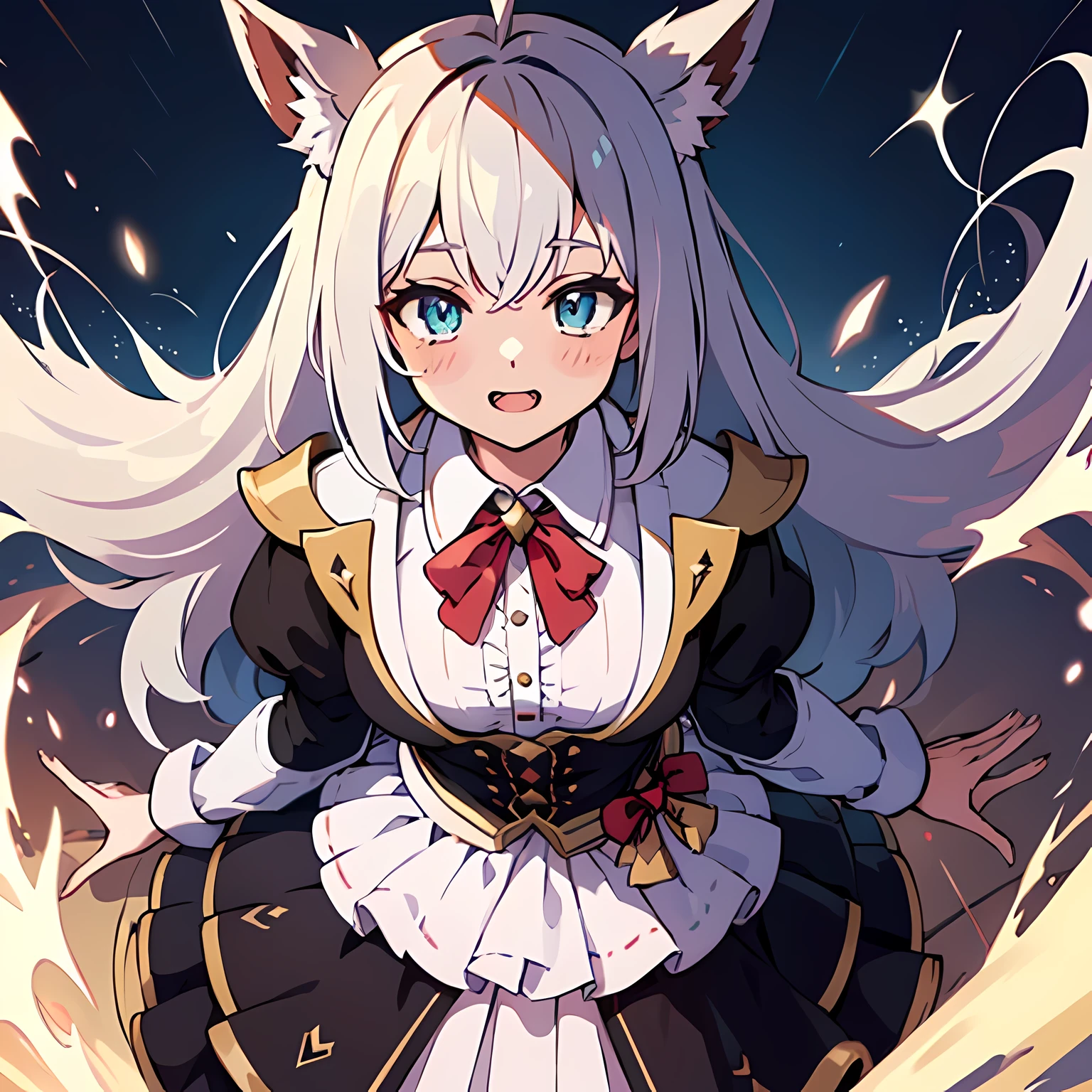 ((girl magician)), ((Beautiful sky background with thunder)), ((Super detailed)), ((Best Illustration)), ((movie lighting)), Dynamic English, floating, Detailed, (flash:1.2 ), (shine:1.2), (shine:1.2), Classic, (painting:1.1), (sketch factory:1.1), (better quality), (masterpiece:1.2), (anime style), (alone), Beautiful gothic facial details, (cute face: 1.3), (big eyes: 1.3), Red hair, (long hair: 1.2), (cabelo floating: 1.2), (Black magical girl suit), detailed clothing, (sparkling wand: 1.3), ( magic effect:1.3), (fluttering skirt:1.2), (Cute boots:1.1), (Transparent fabric:1.1), (flashing:1.2), (shine:1.2), (splendor:1.2), (flashing:1.2) , (Show off:1.2)