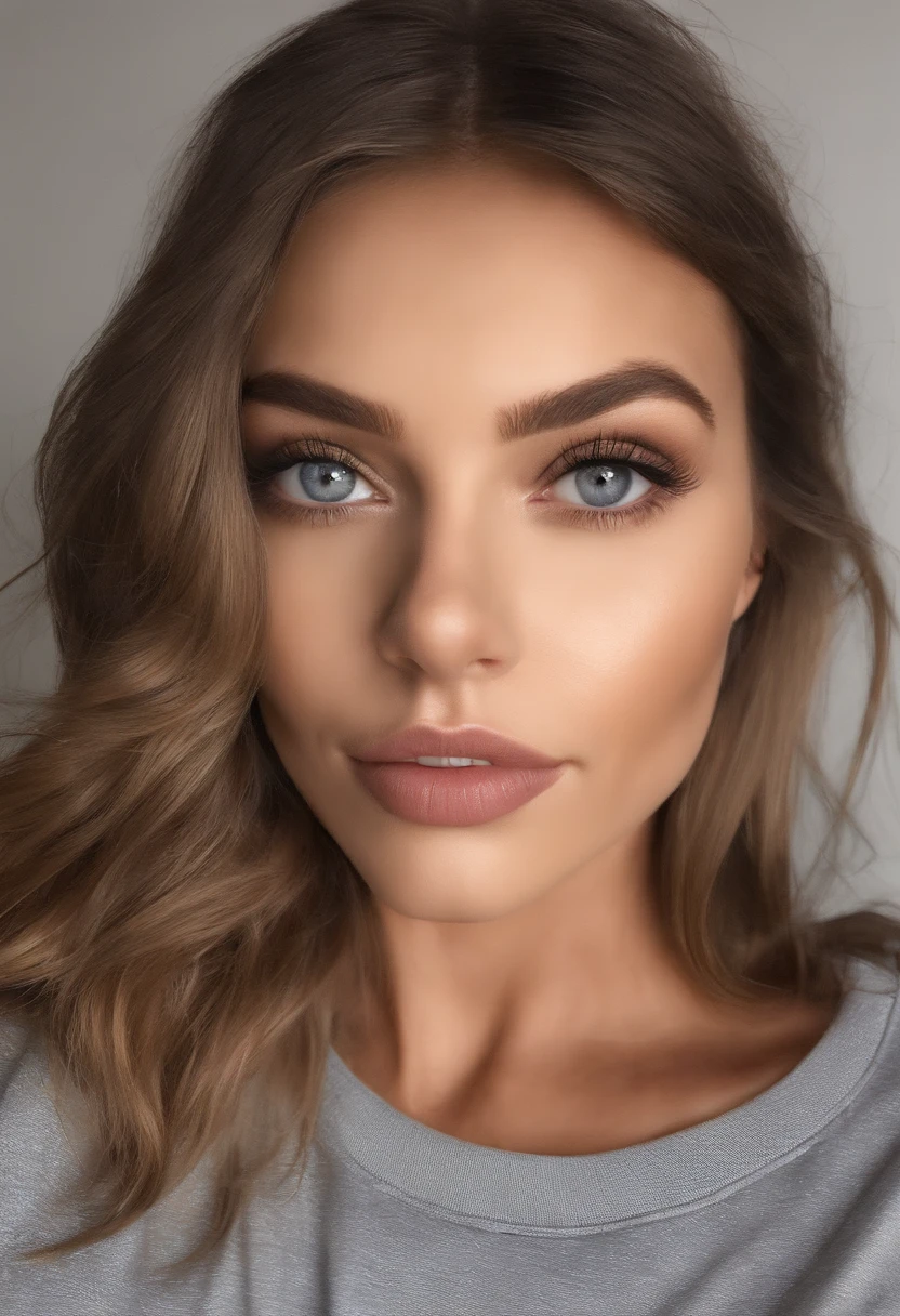 Arafed Femme avec T-shirt avec manches et culottes assorties, face came, réalistic,espanic Fille sexy aux yeux marrons, Portrait de Sophie Mudd, cheveux blonds et grands yeux, Dans le club, selfie d'une jeune femme, Ojos Dans la chambre à coucher, Violette Myers, Sans maquillage, Maquillage naturel, regardant directement la caméra, Comment escroquer Artgram, maquillage dézentes, Superbe photo de tout le corps, Dans la chambre à coucher, Fission